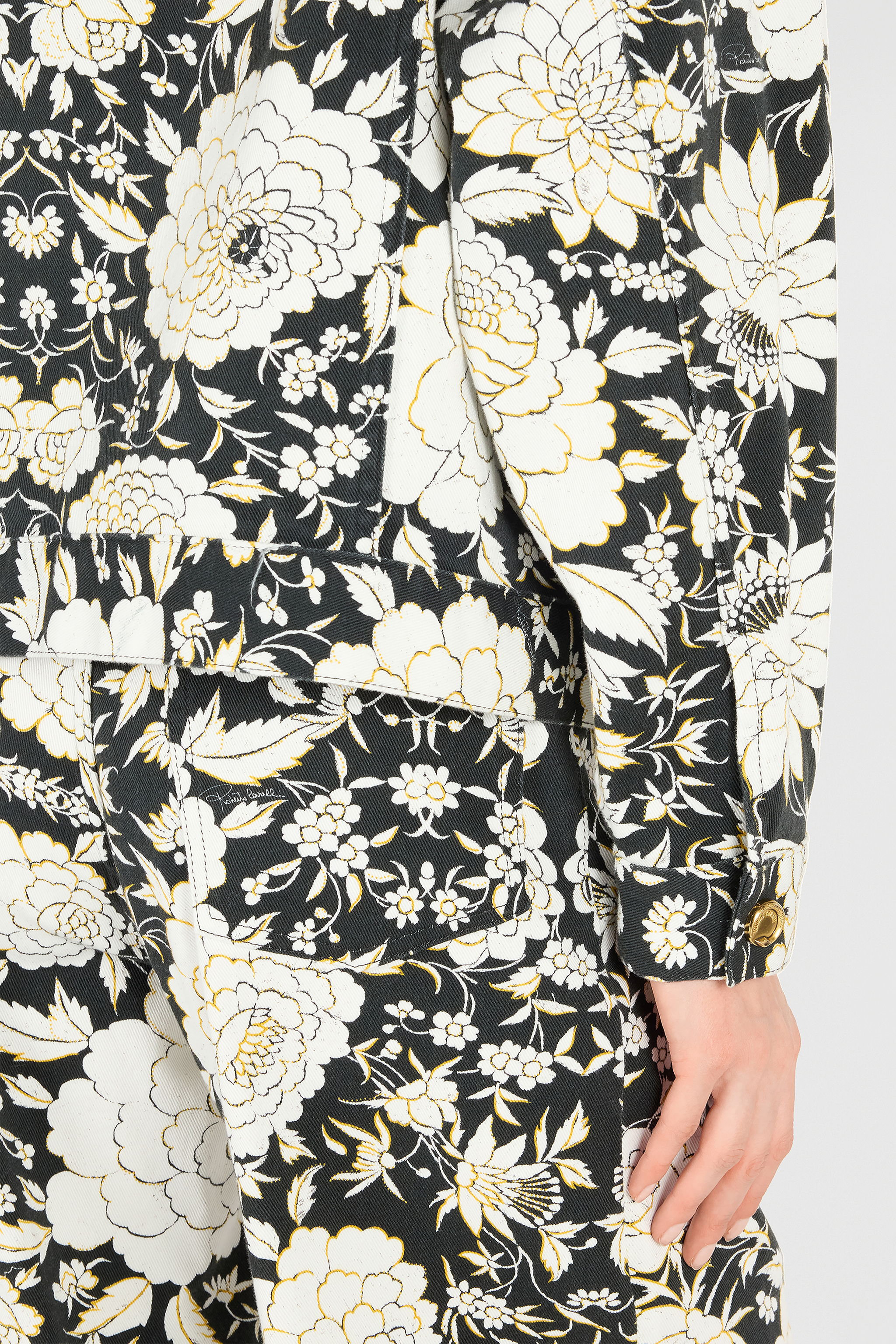 Roberto Cavalli Floral Print Denim Jacket In Multi