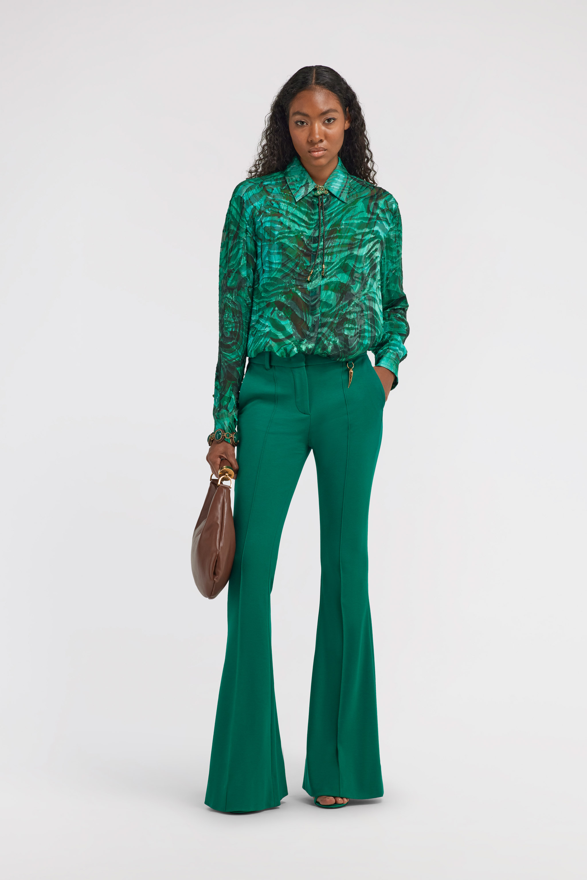 Roberto Cavalli Bluse Mit Malachite-print In Green
