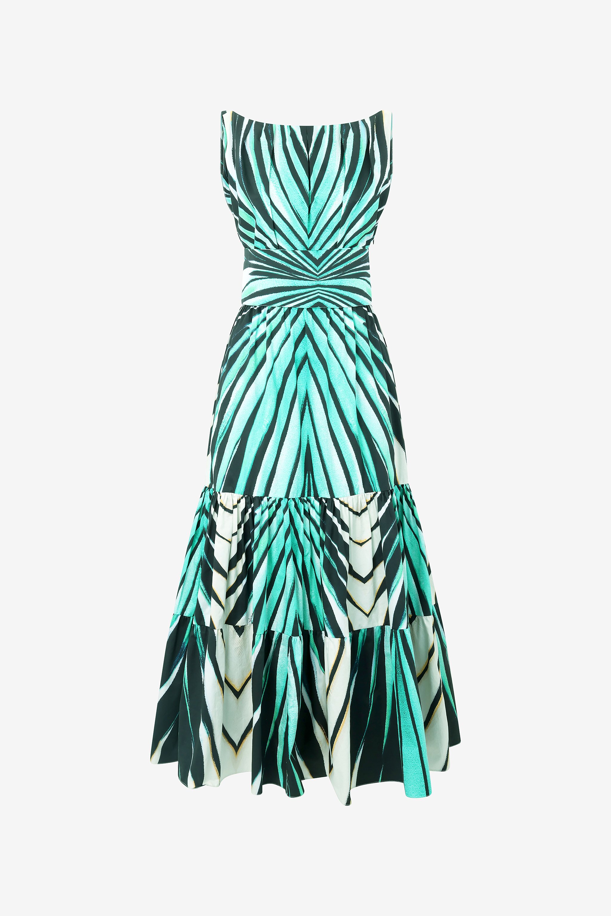 Roberto Cavalli Ray Of Sea Print Ruffled Dress