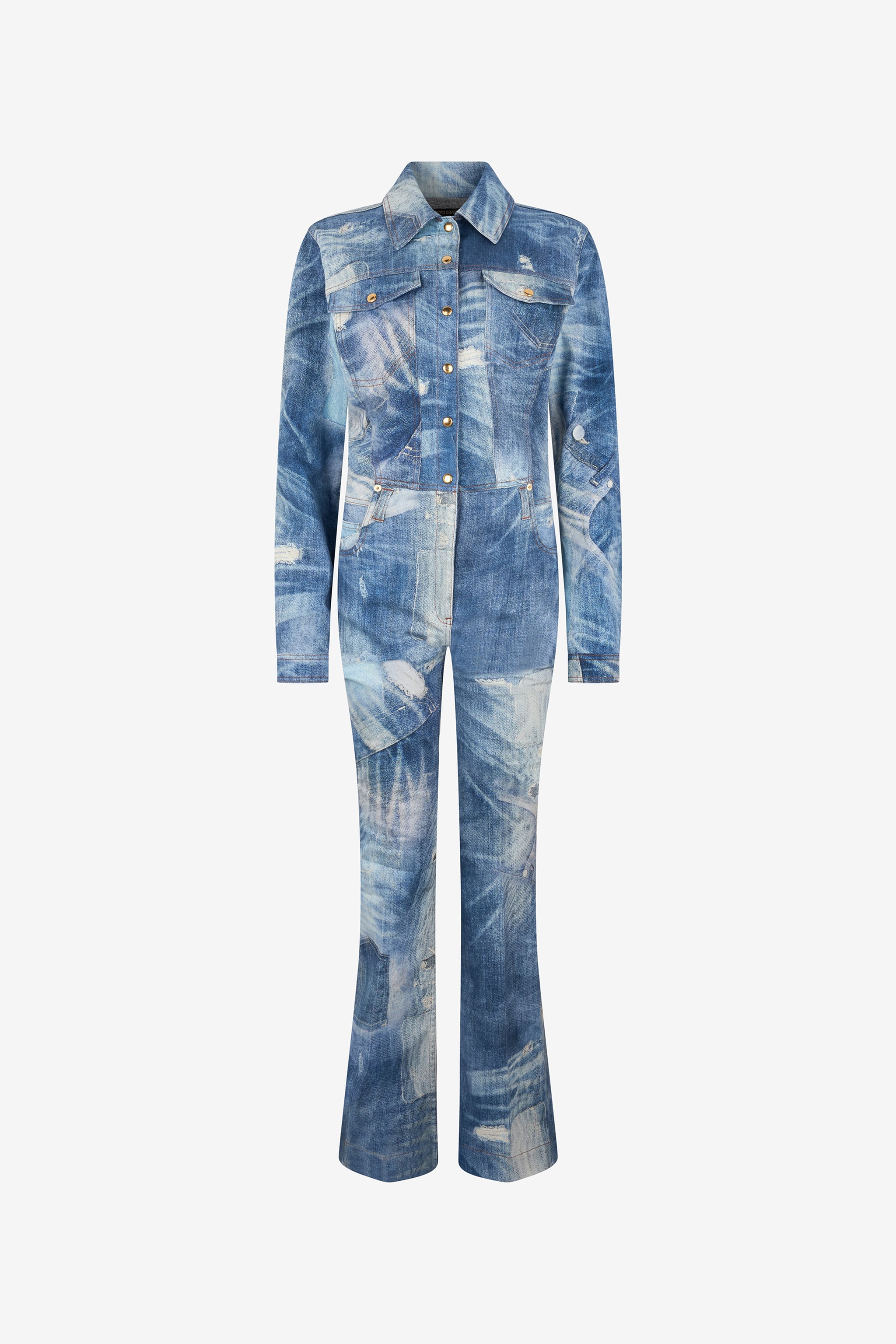 Roberto Cavalli Patchwork Denim Jumpsuit
