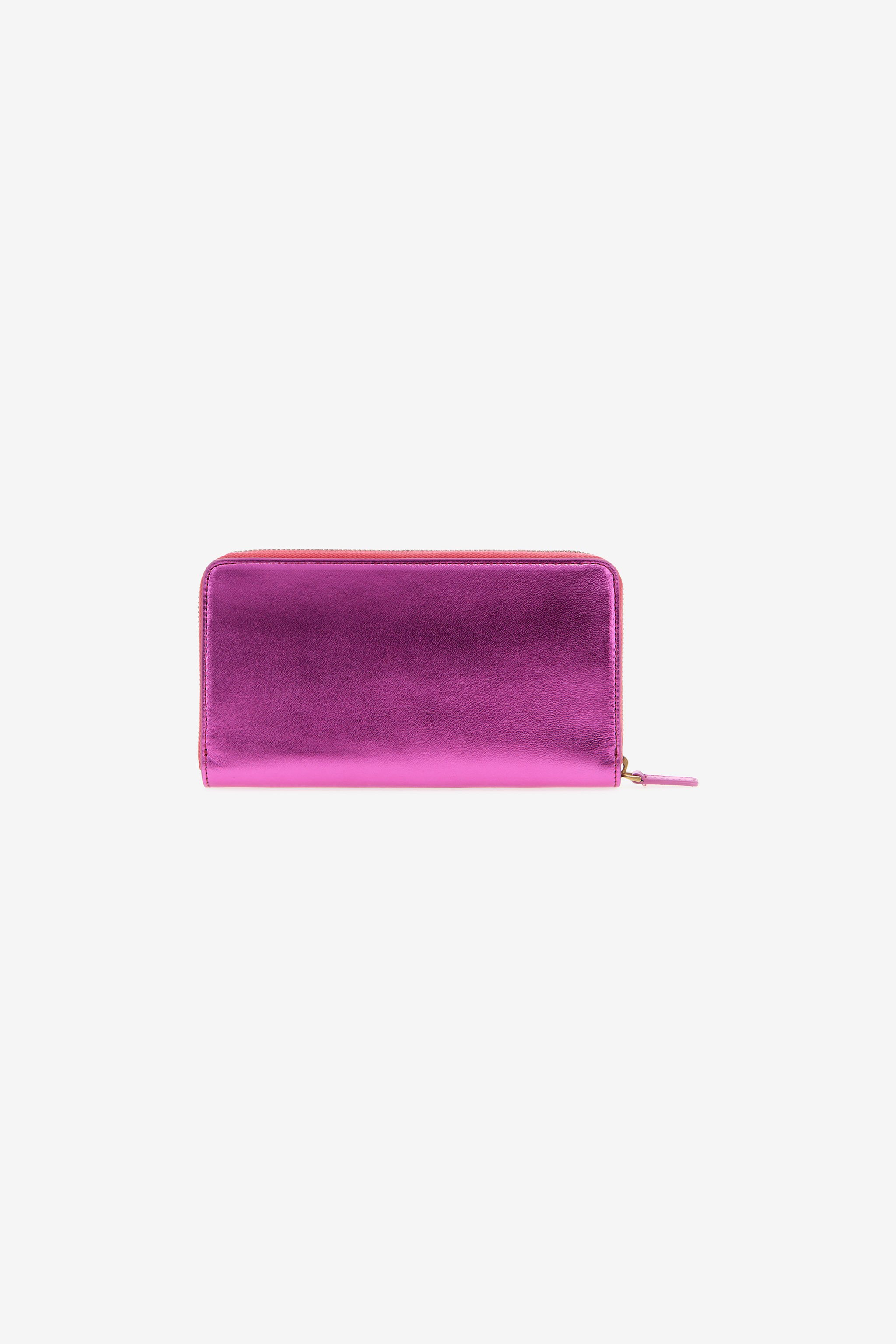Roberto Cavalli Wallet With Monogram Rc And Zip In Fuchsia