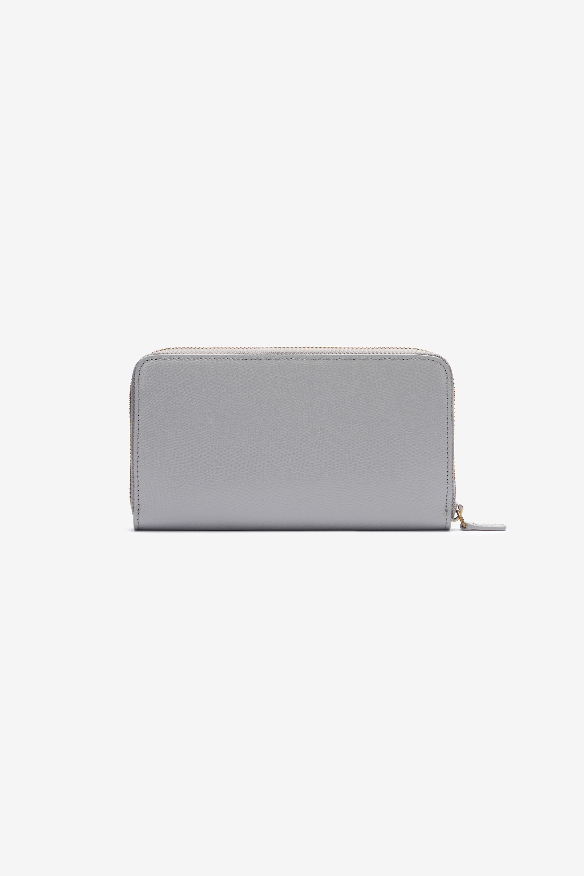 Roberto Cavalli Leather Wallet With Monogram Rc In Gray