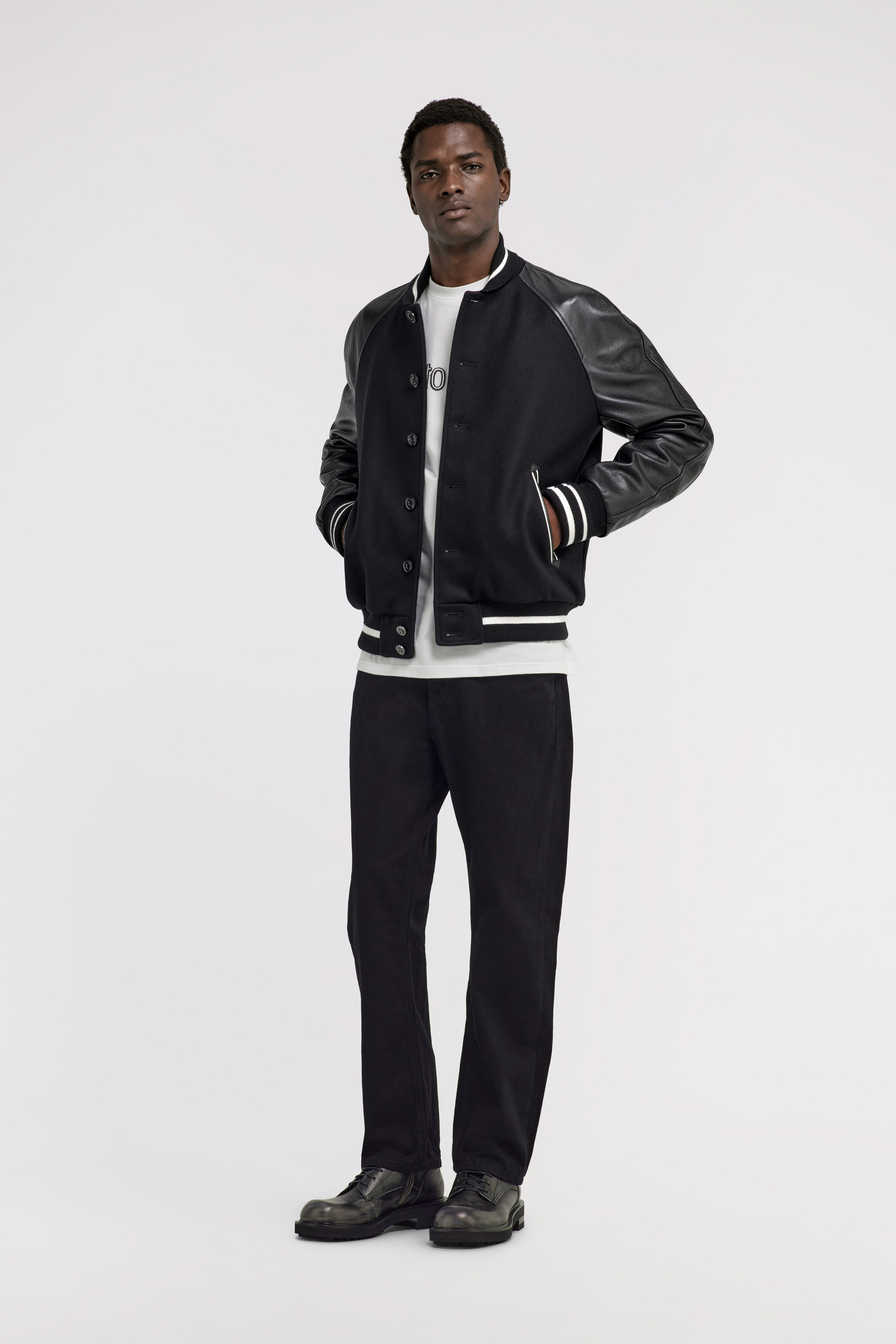 Roberto Cavalli Contrast-panel Bomber Jacket In Black