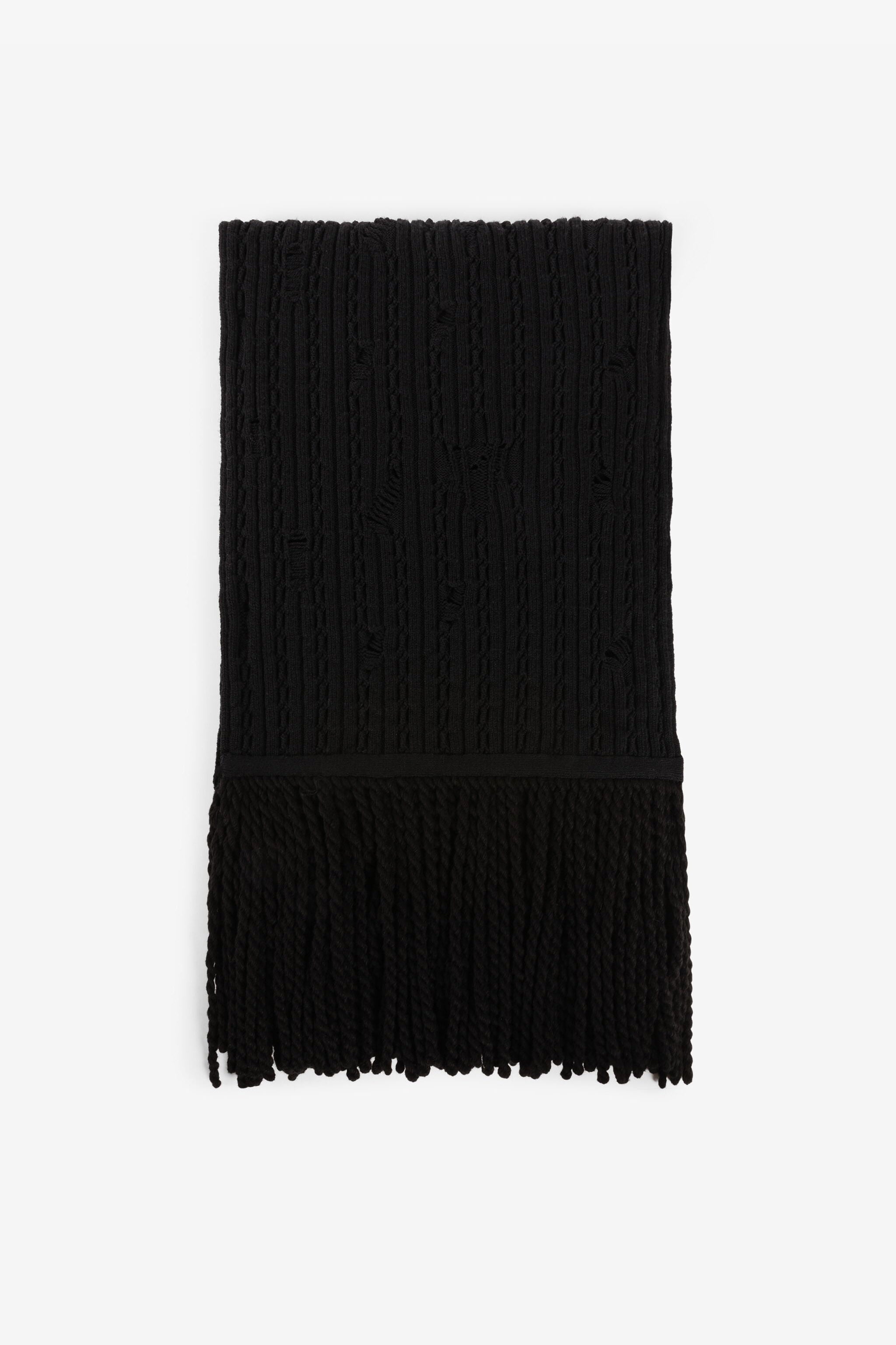 Roberto Cavalli Men's Black Ribbed-Knit Wool Scarf - Bags & Accessories