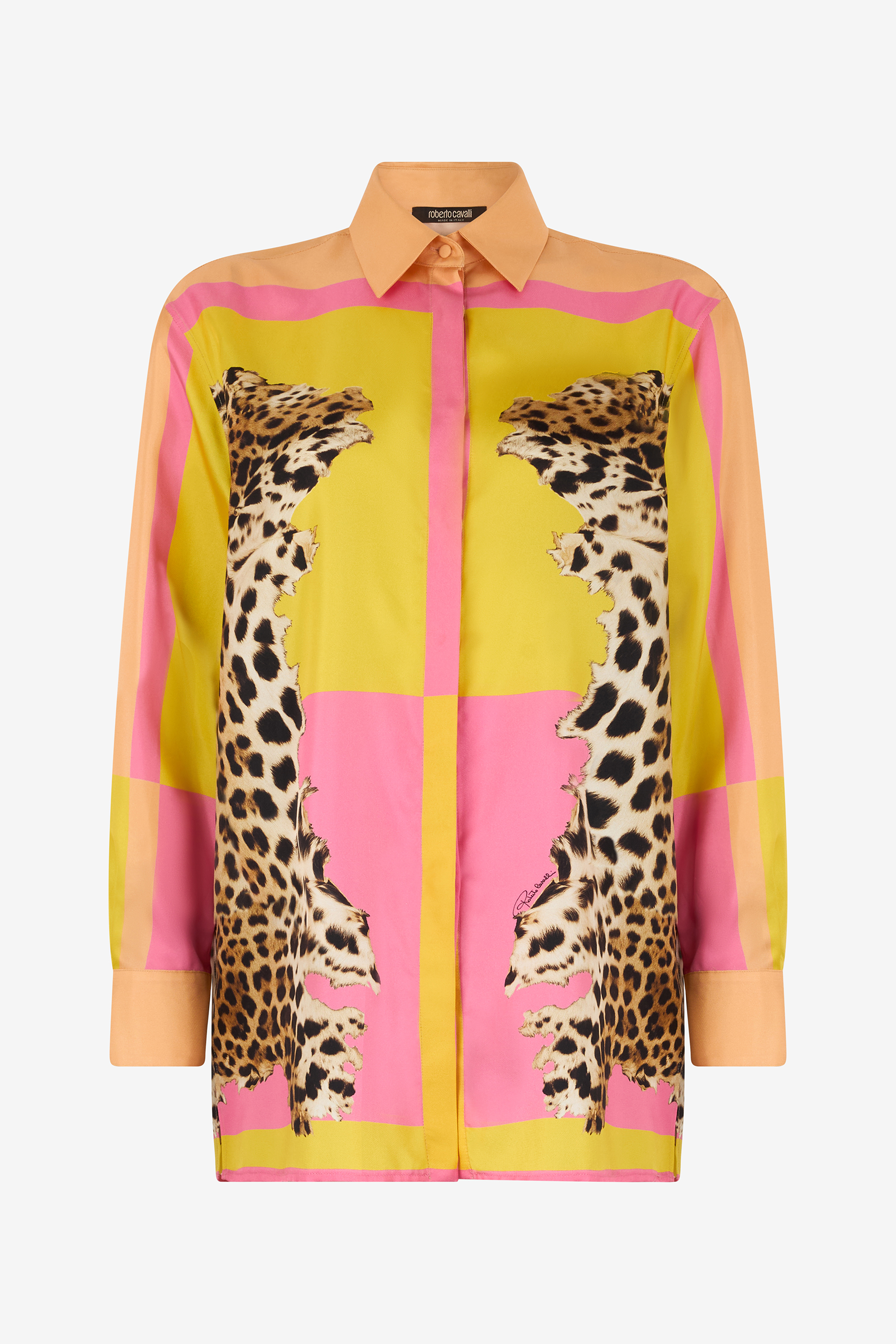 Roberto Cavalli Women's Yellow Silk Shirt With Cavalli Pop Print - Tops