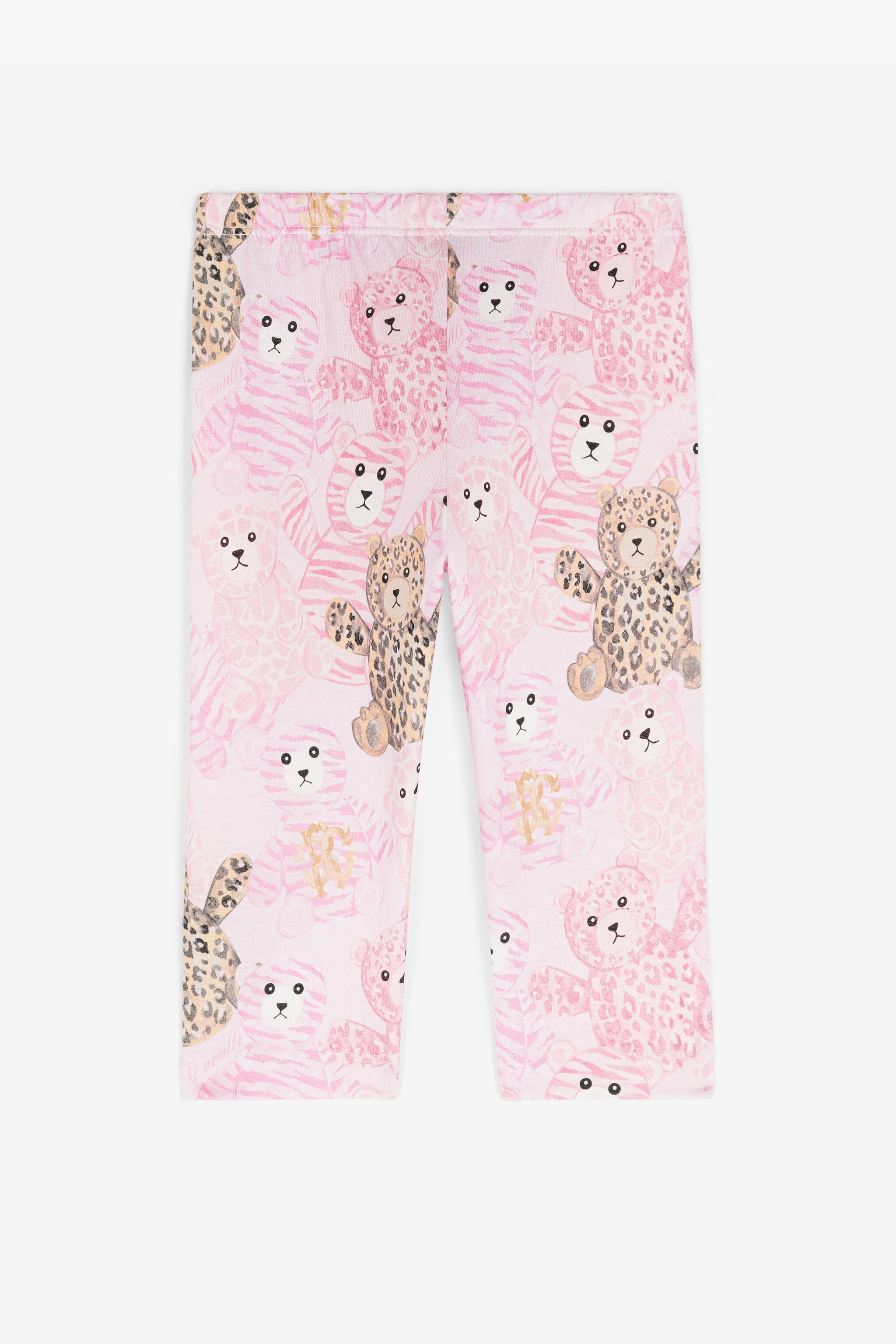 Roberto Cavalli Teddy Bear-print Cotton Leggings In Pink