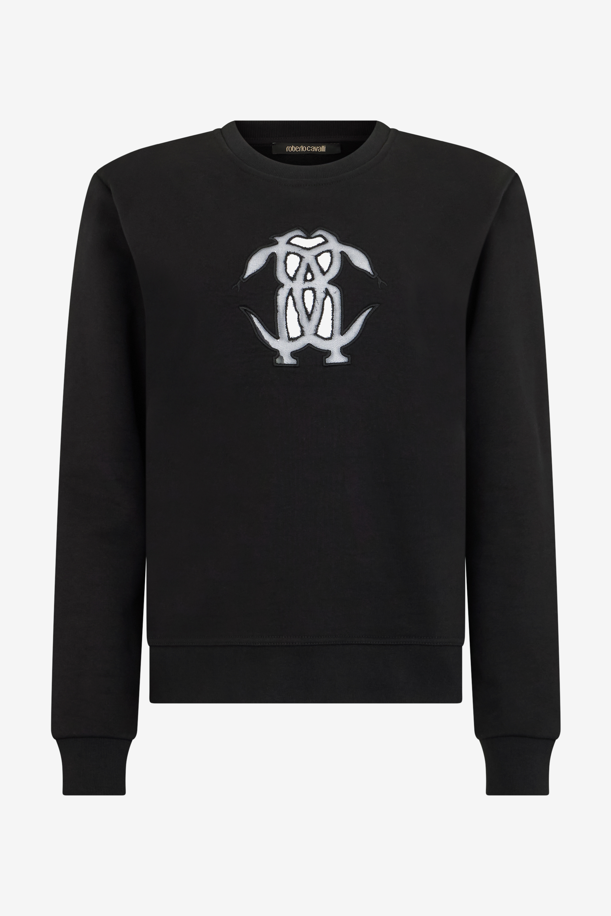 Roberto Cavalli Women's Black Sweatshirt With Cut-Out Embroidered Logo - Ready To Wear - Image 1