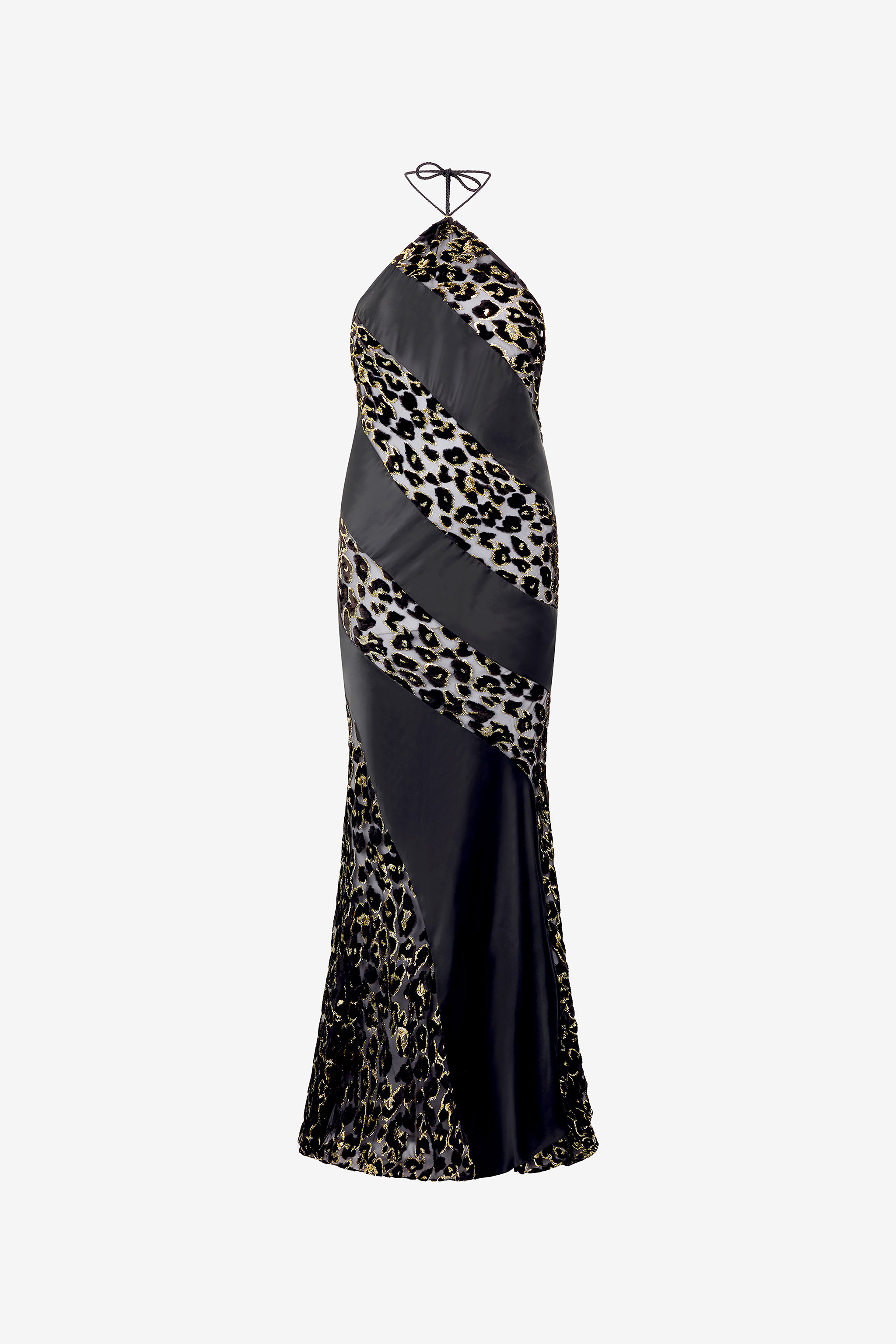 Roberto Cavalli Women's Golden Long See-Through Dress With Leopard Print Pattern - Nero Oro