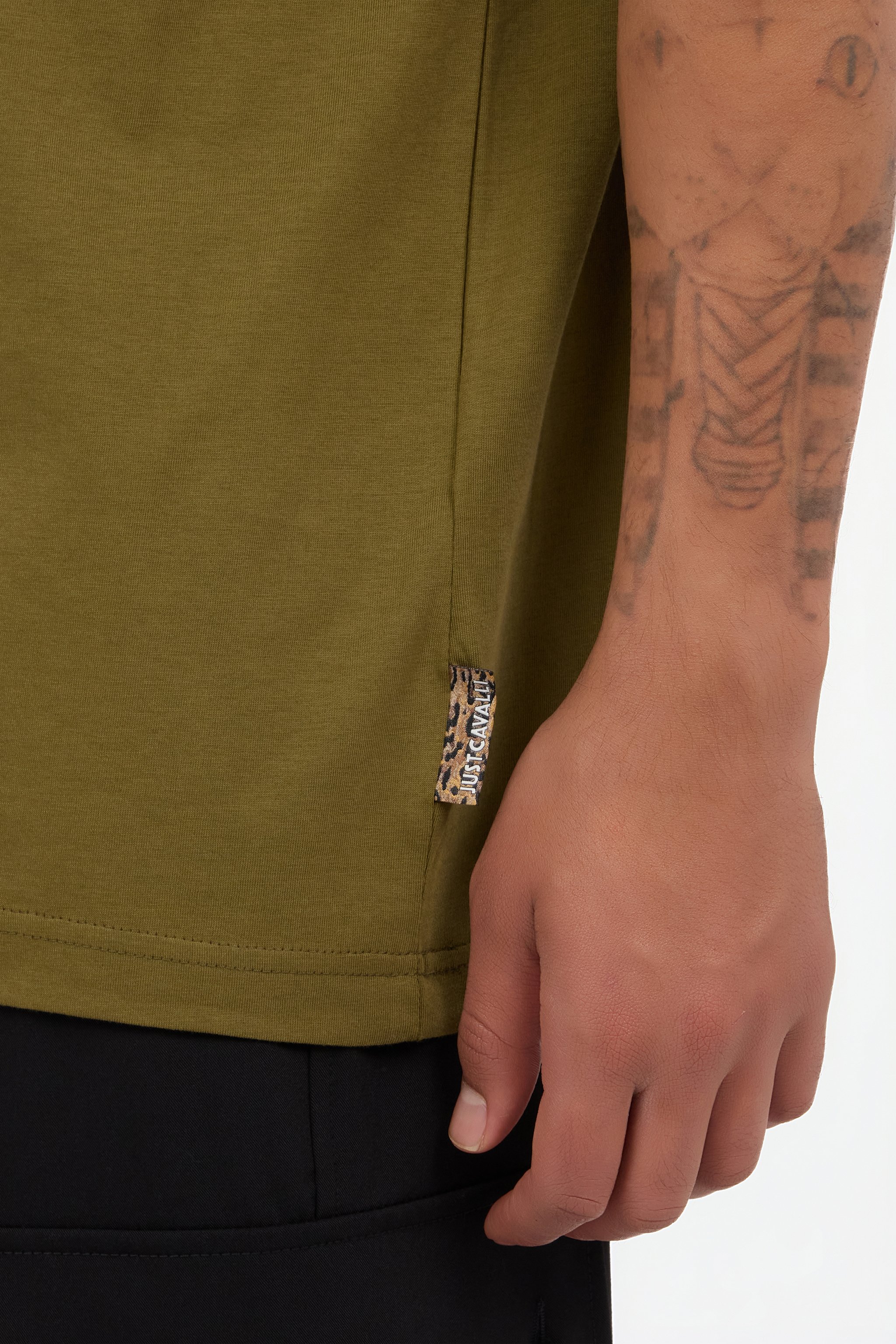 Green cotton T-shirt with JC monogram