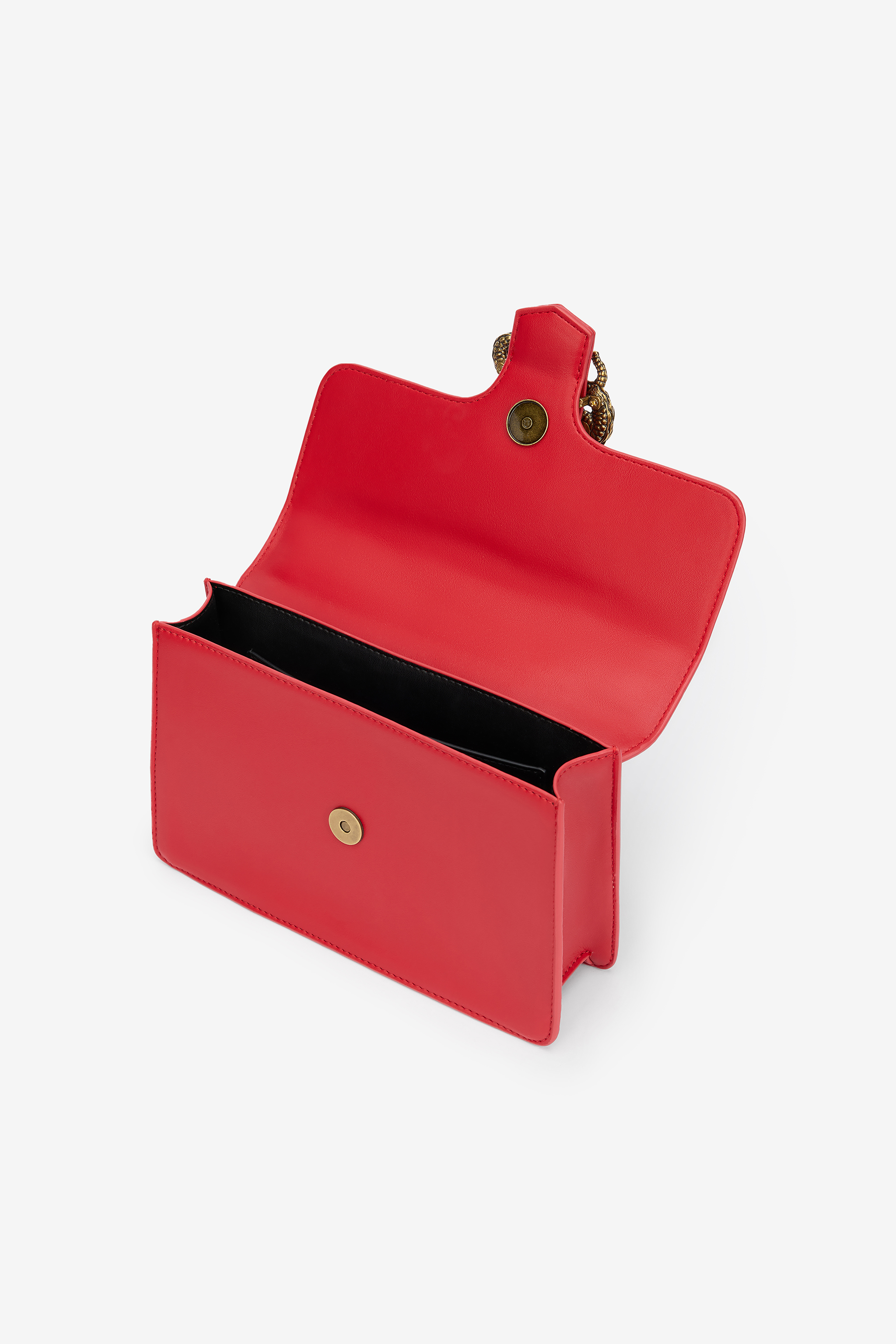 Red Shoulder Bag with Snake Buckle