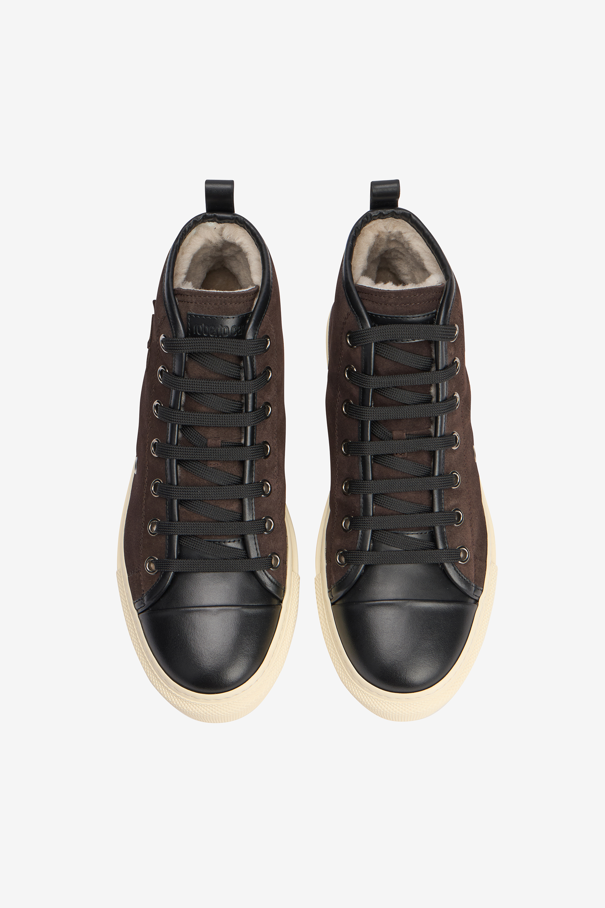 Roberto Cavalli High-top Sneakers Chocolate With Rc Monogram In Brown