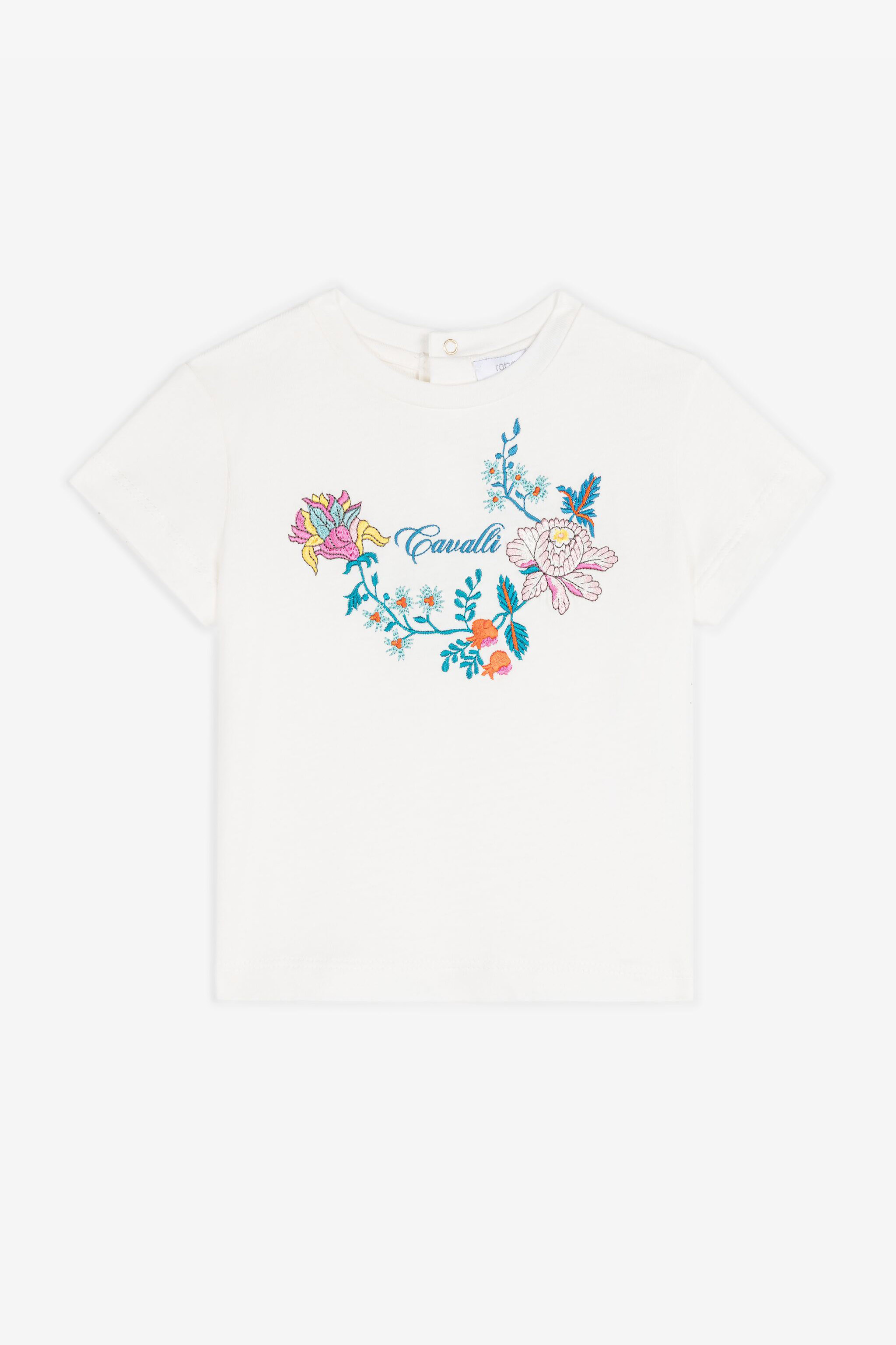 ROBERTO CAVALLI FLORAL-EMBROIDERED COTTON T-SHIRT