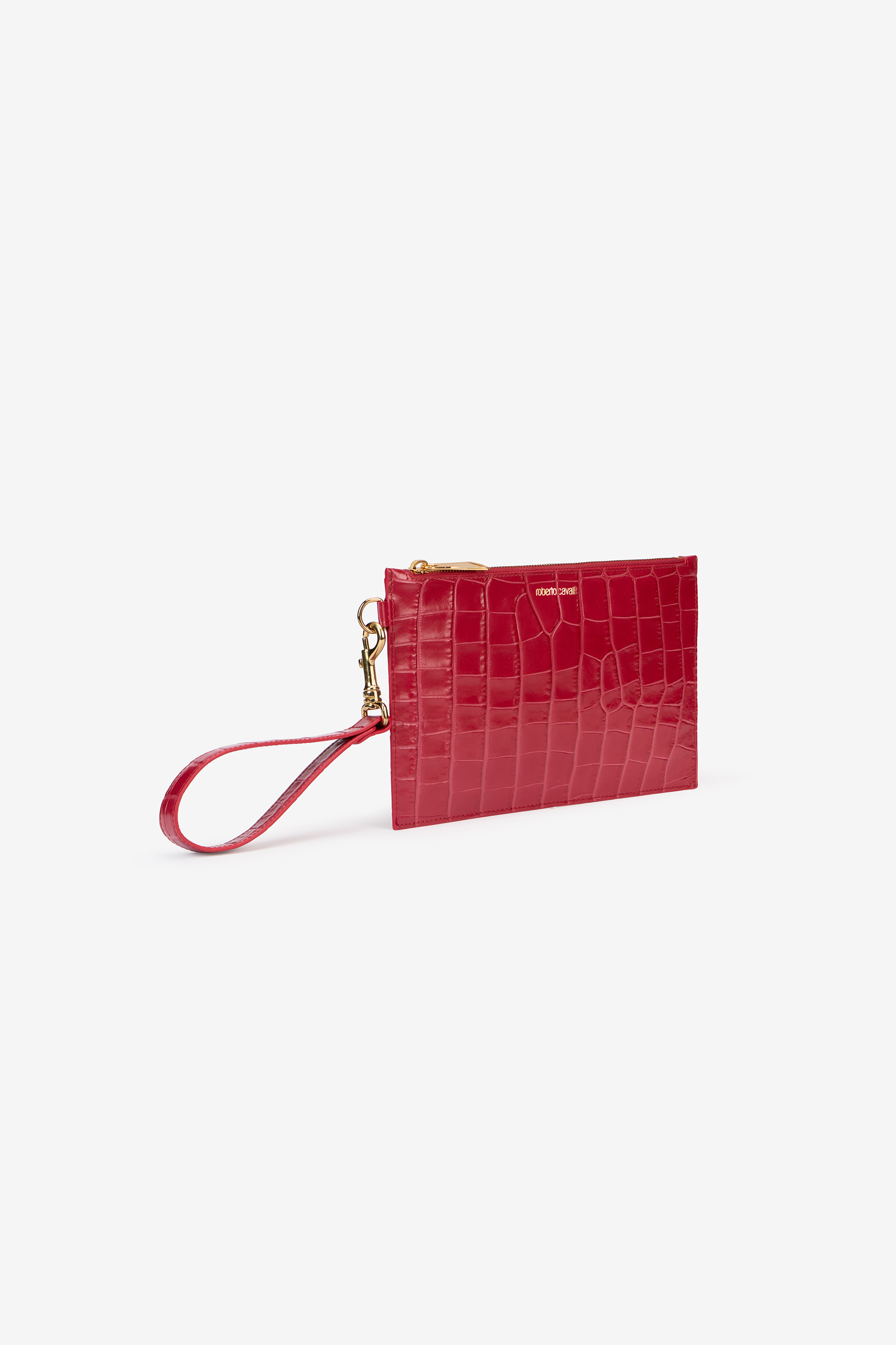 Roberto Cavalli Antique Rose Crocodile-effect Clutch In Pink