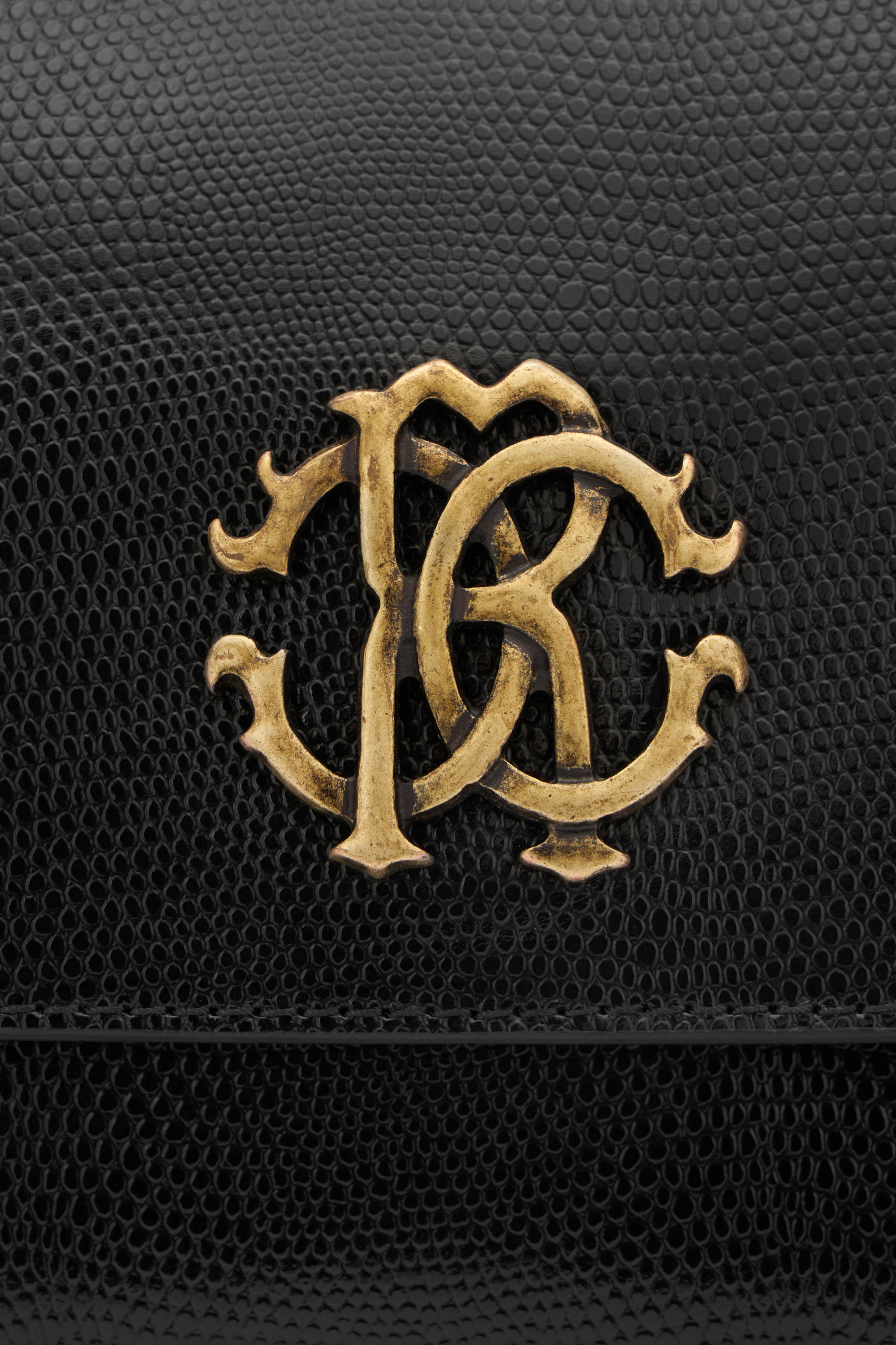 Roberto Cavalli Handbag With Monogram Rc In Black