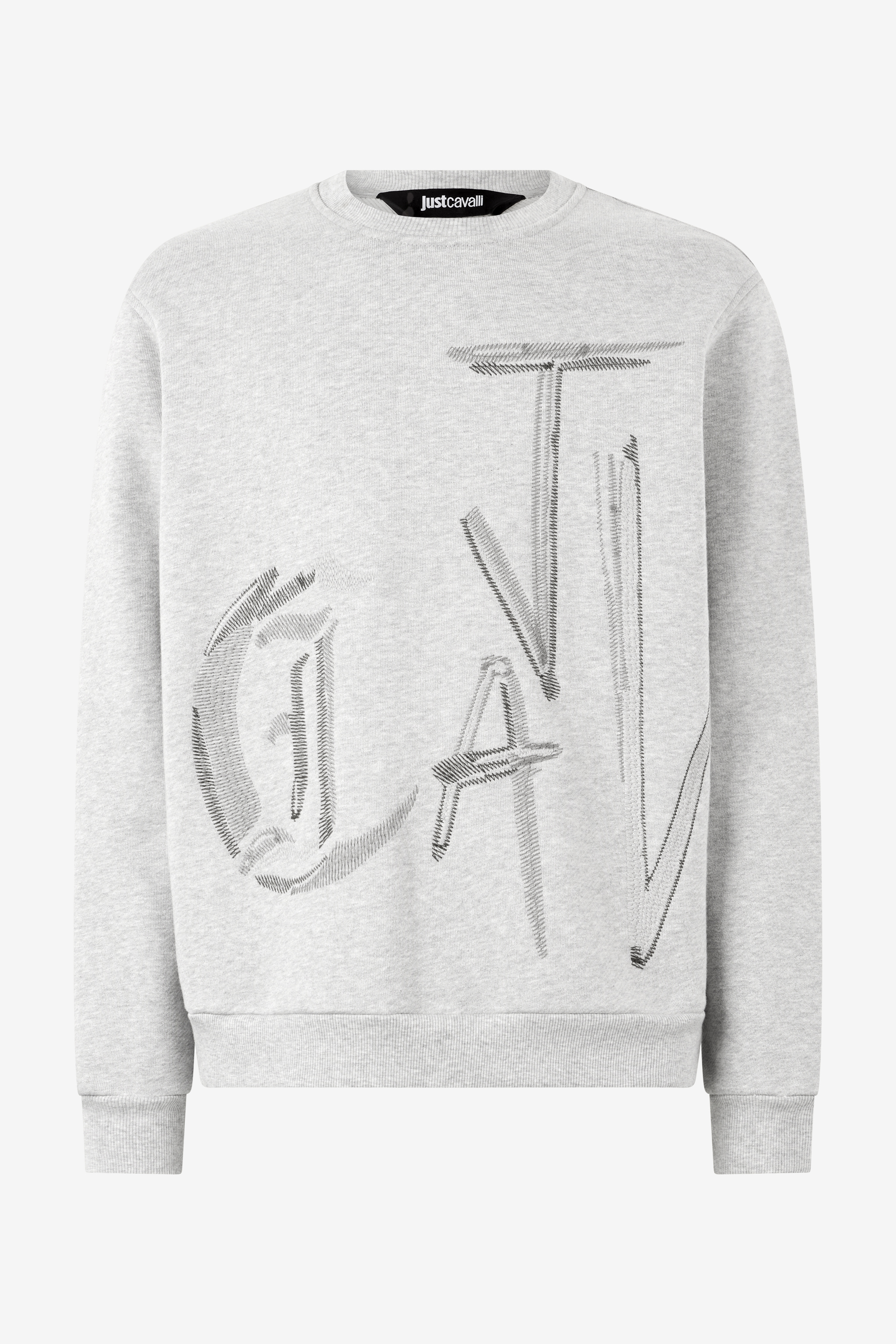 Roberto Cavalli Men's Gray Sweatshirt With Lettering - Ready To Wear - Image 1