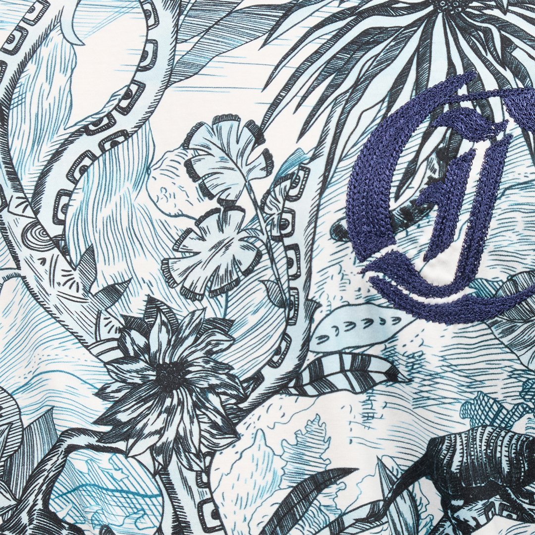 T-Shirt With Jungle And Monogram Print