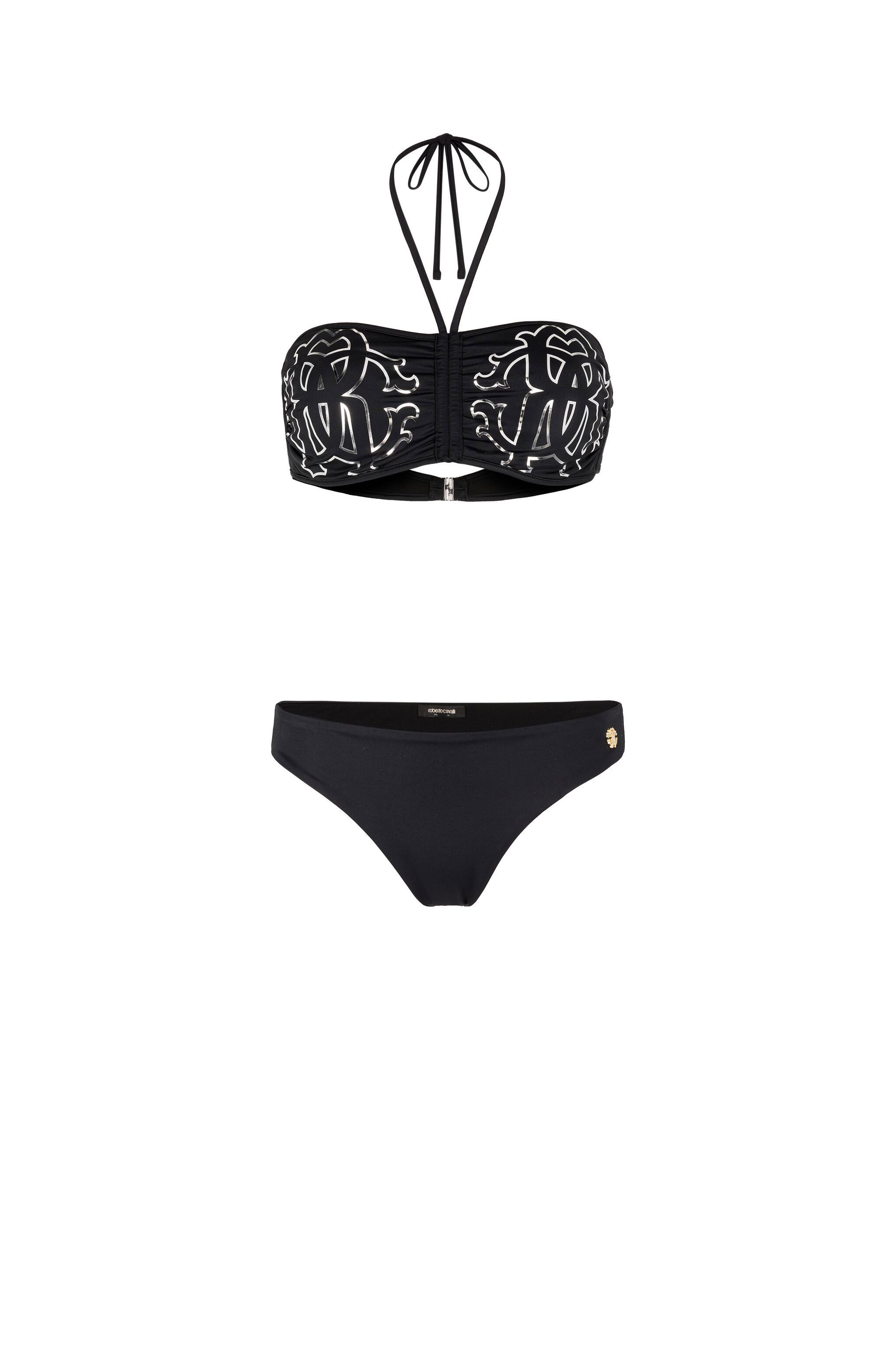 ROBERTO CAVALLI SCHWARZER BIKINI MIT LOGO MONOGRAM RC