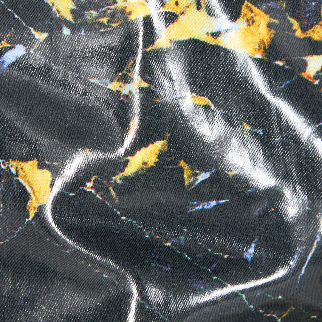 Roberto Cavalli Loose Trousers With Marble Print In Trasparente/nero