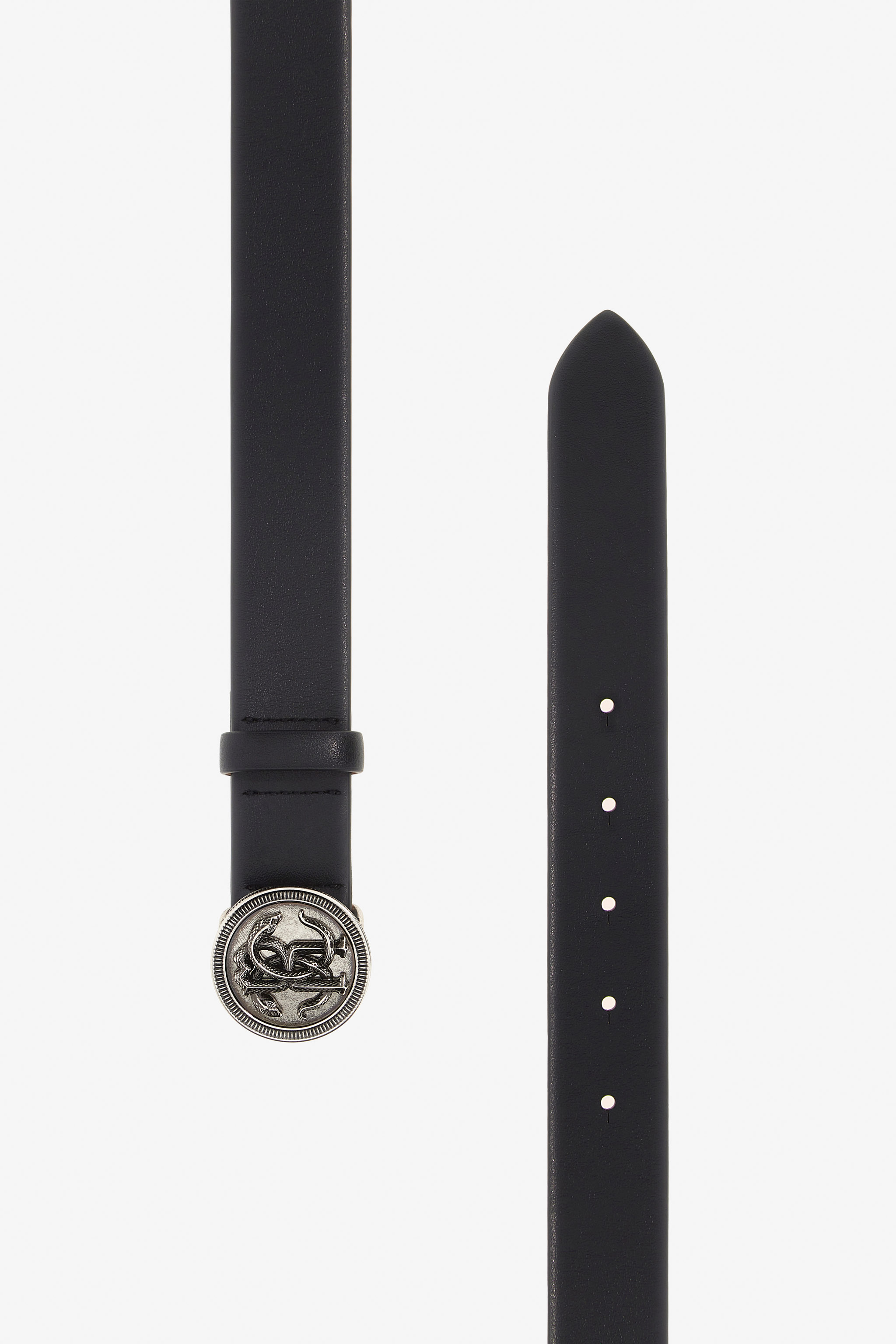 Roberto Cavalli Leather Belt With Logo Rc Buckle In Black
