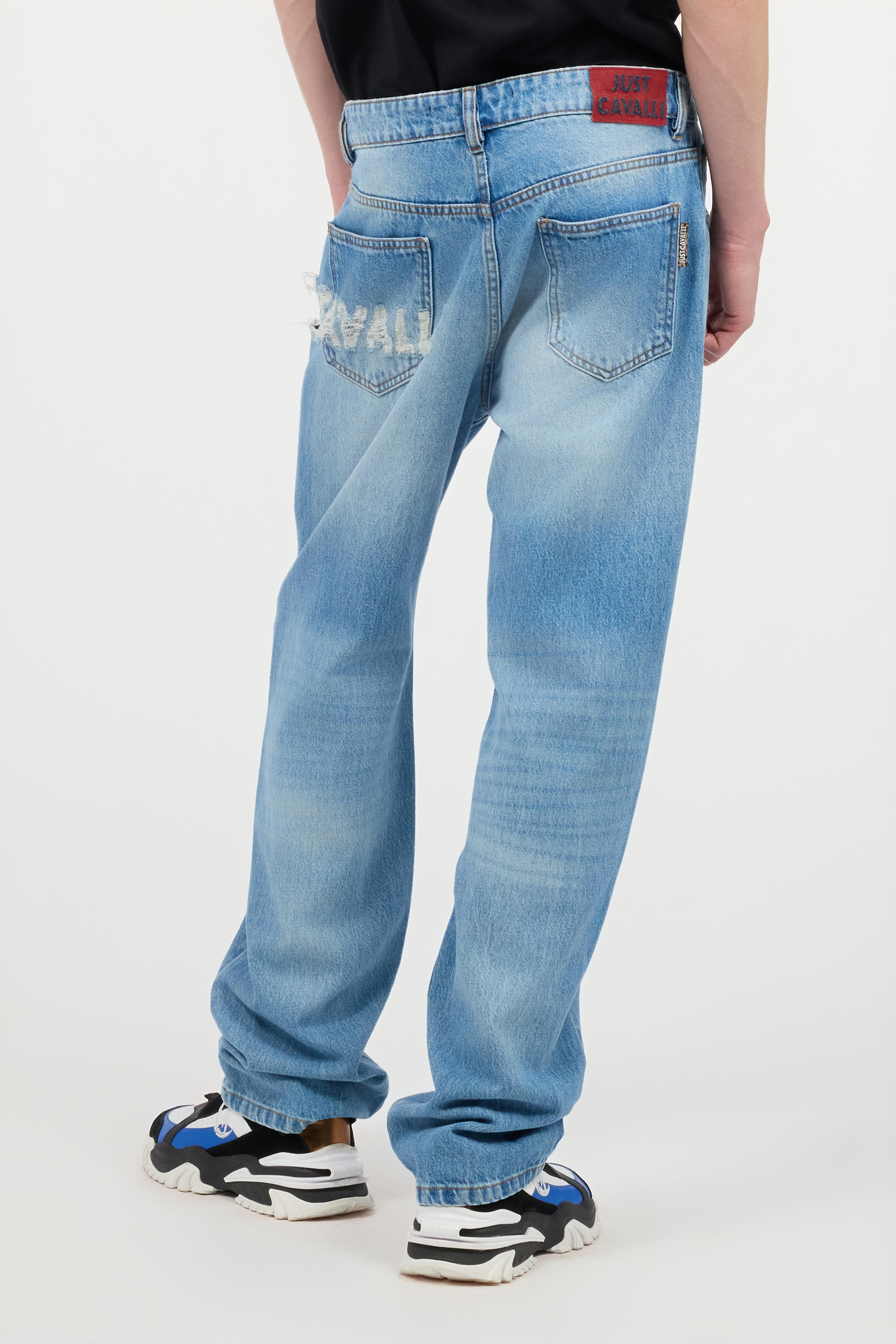 Jeans With Destroyed-Effect Logo