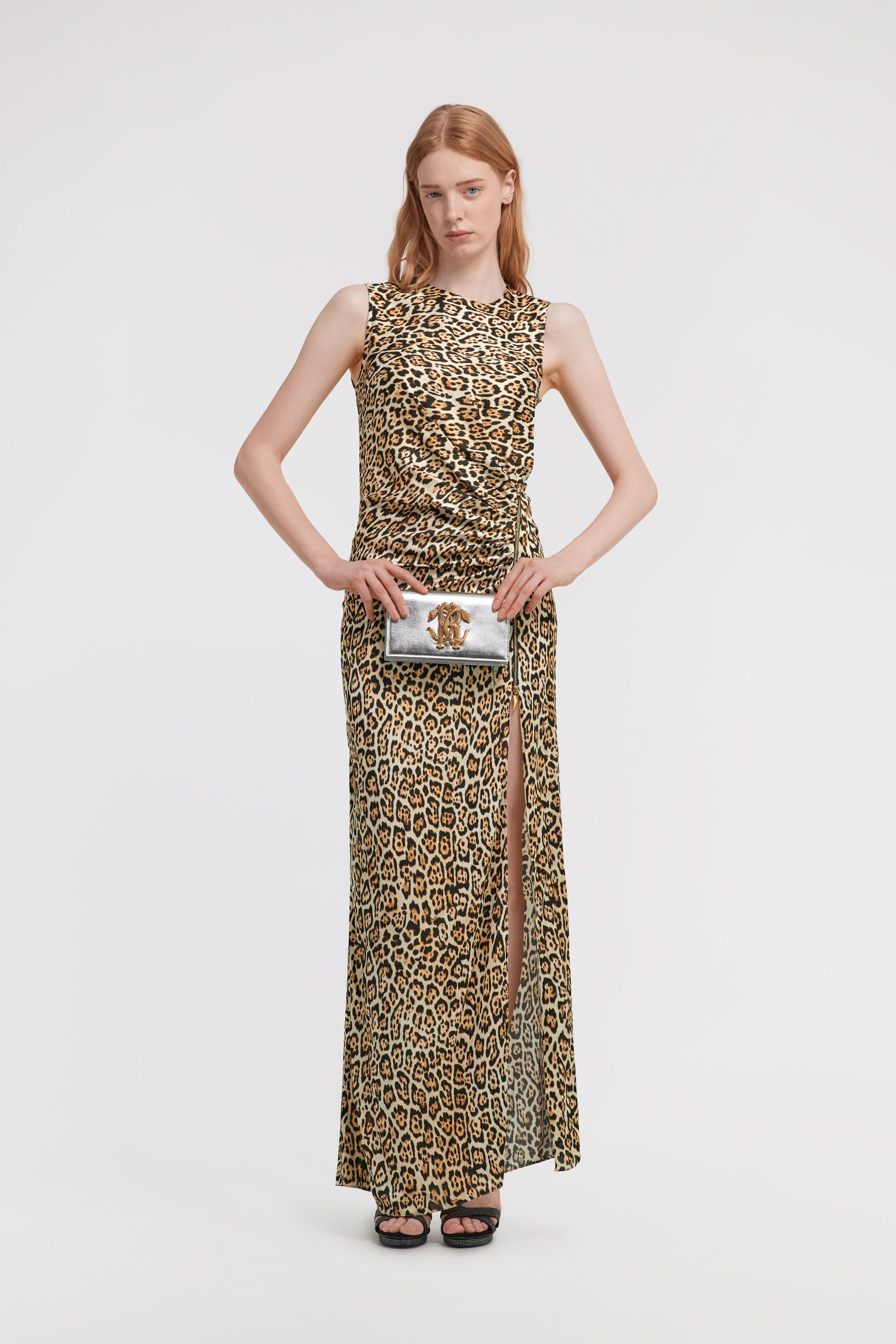 Roberto Cavalli Leopard-print Maxi Dress In Natural