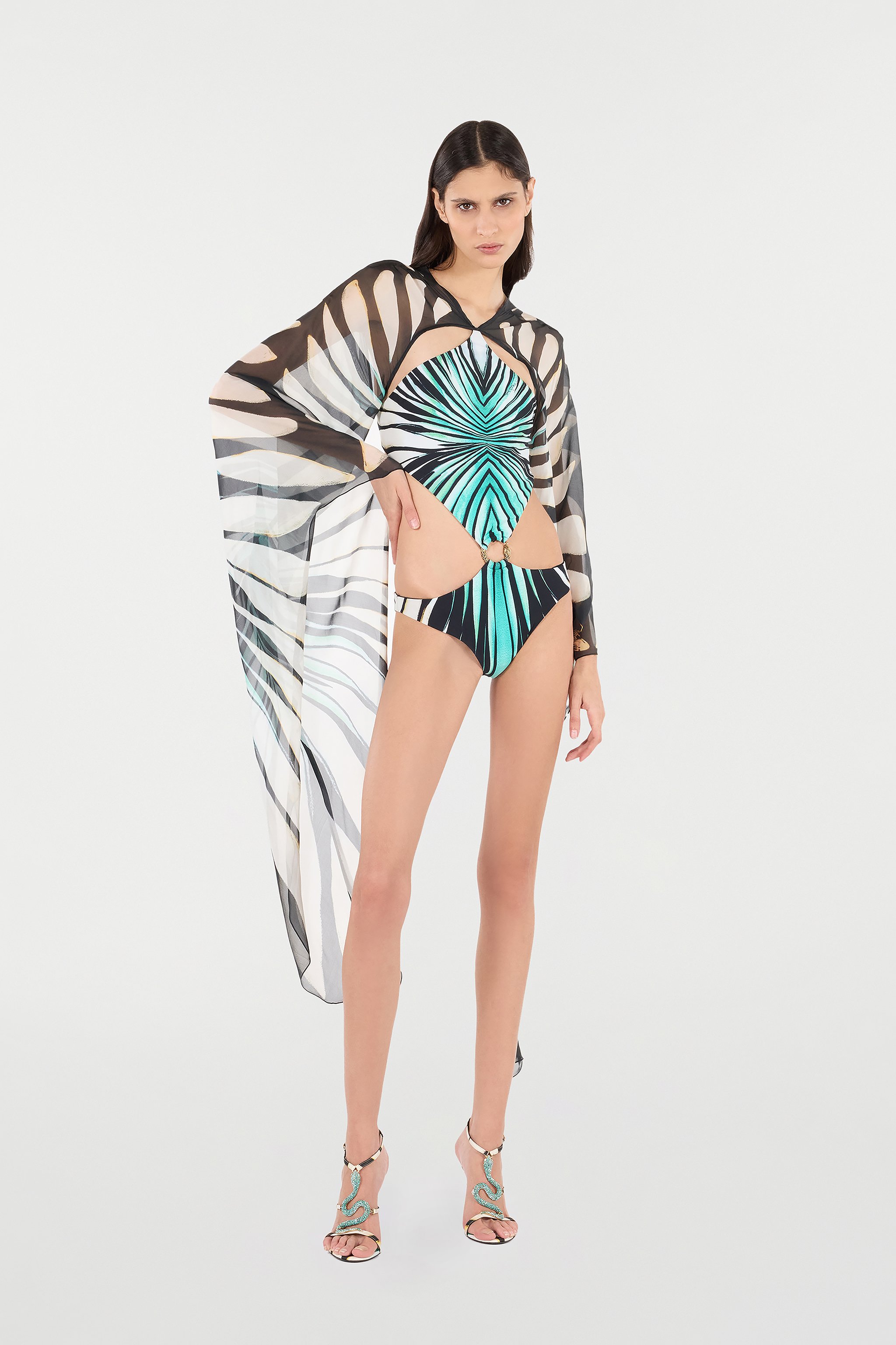 Roberto Cavalli Ray Of Sea Print Trikini