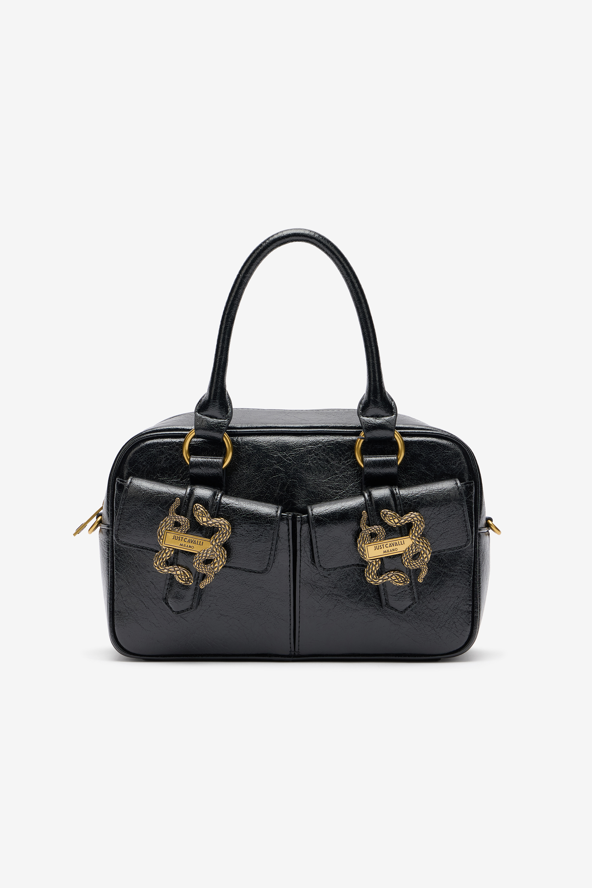 Black Shoulder Bag With Snake Detail