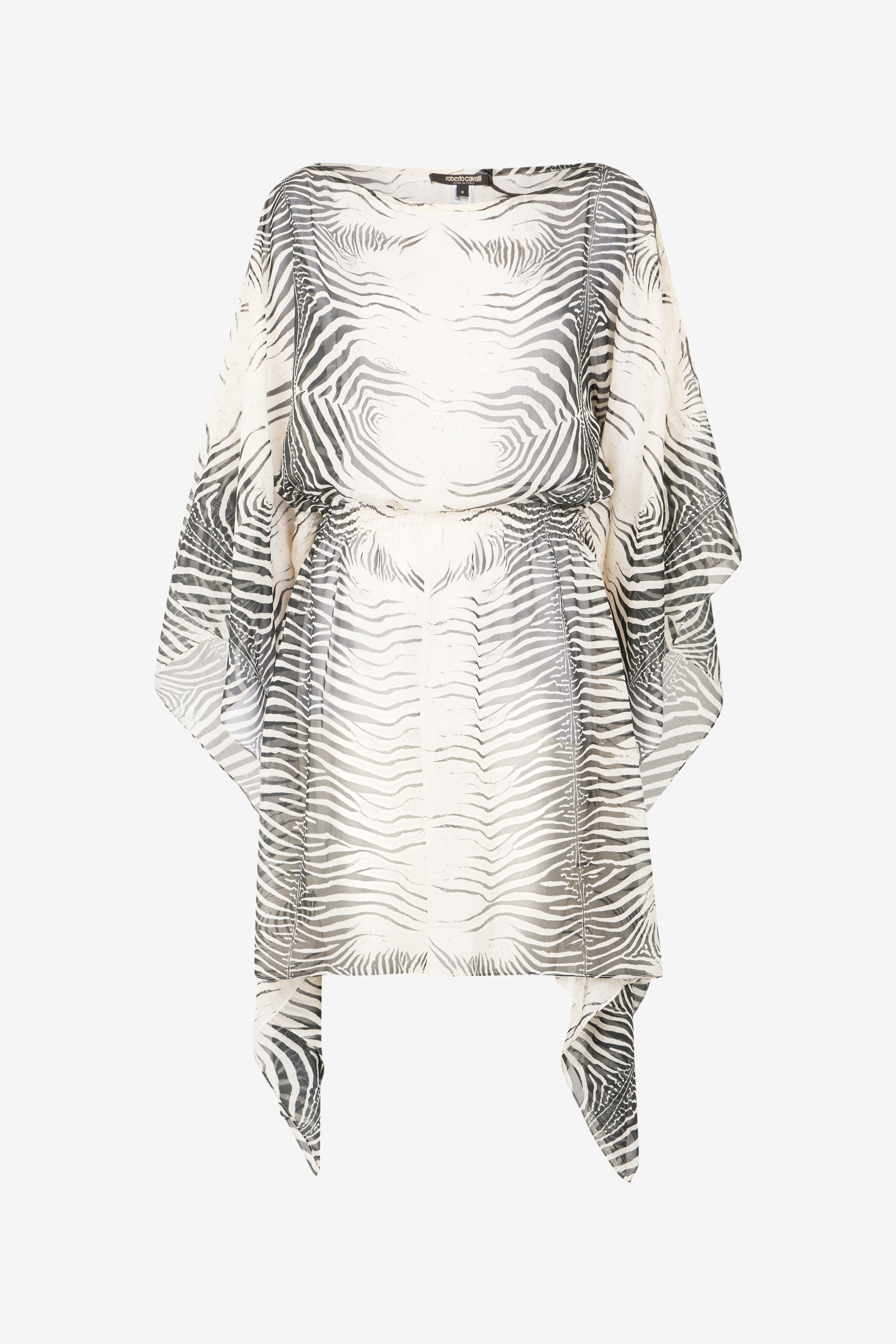 Zebra-Print Caftan in Black/White for Women | Roberto Cavalli®