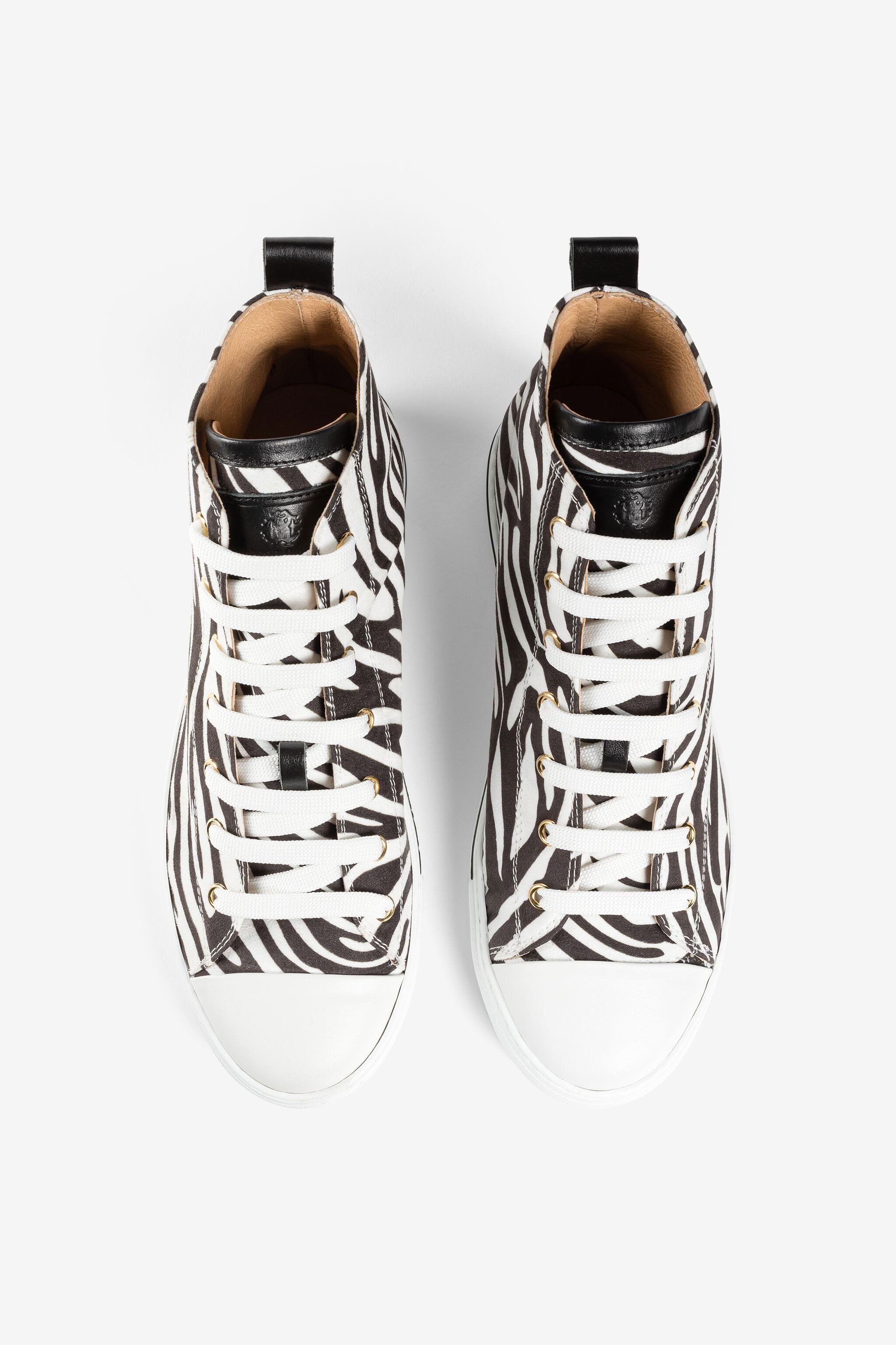 Roberto Cavalli Zebra-print Leather Sneakers In Black/white