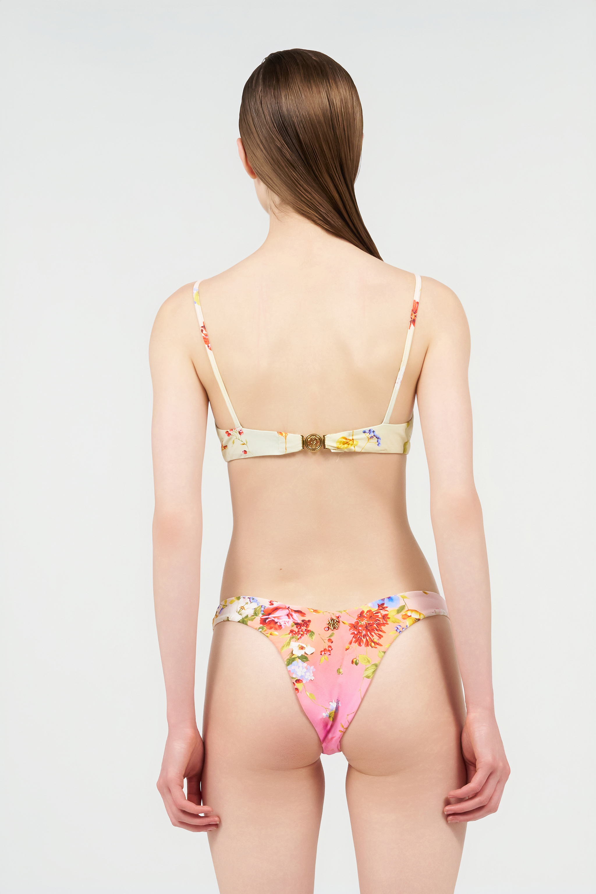 Roberto Cavalli Floral Print Detail Bikini Top In Pink