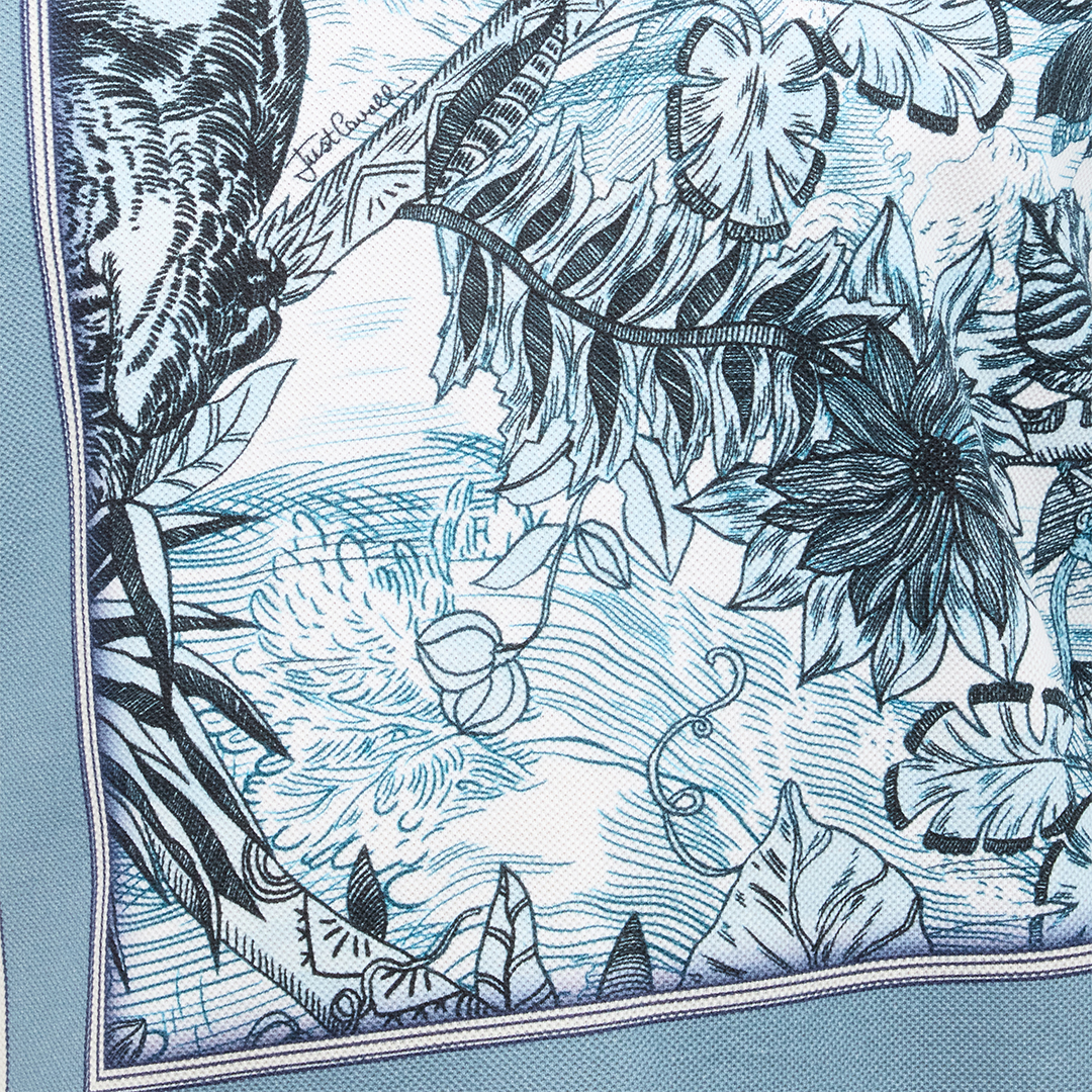 Shop Roberto Cavalli Poloshirt Mit Print Jungle Und Lettering In Light Blue