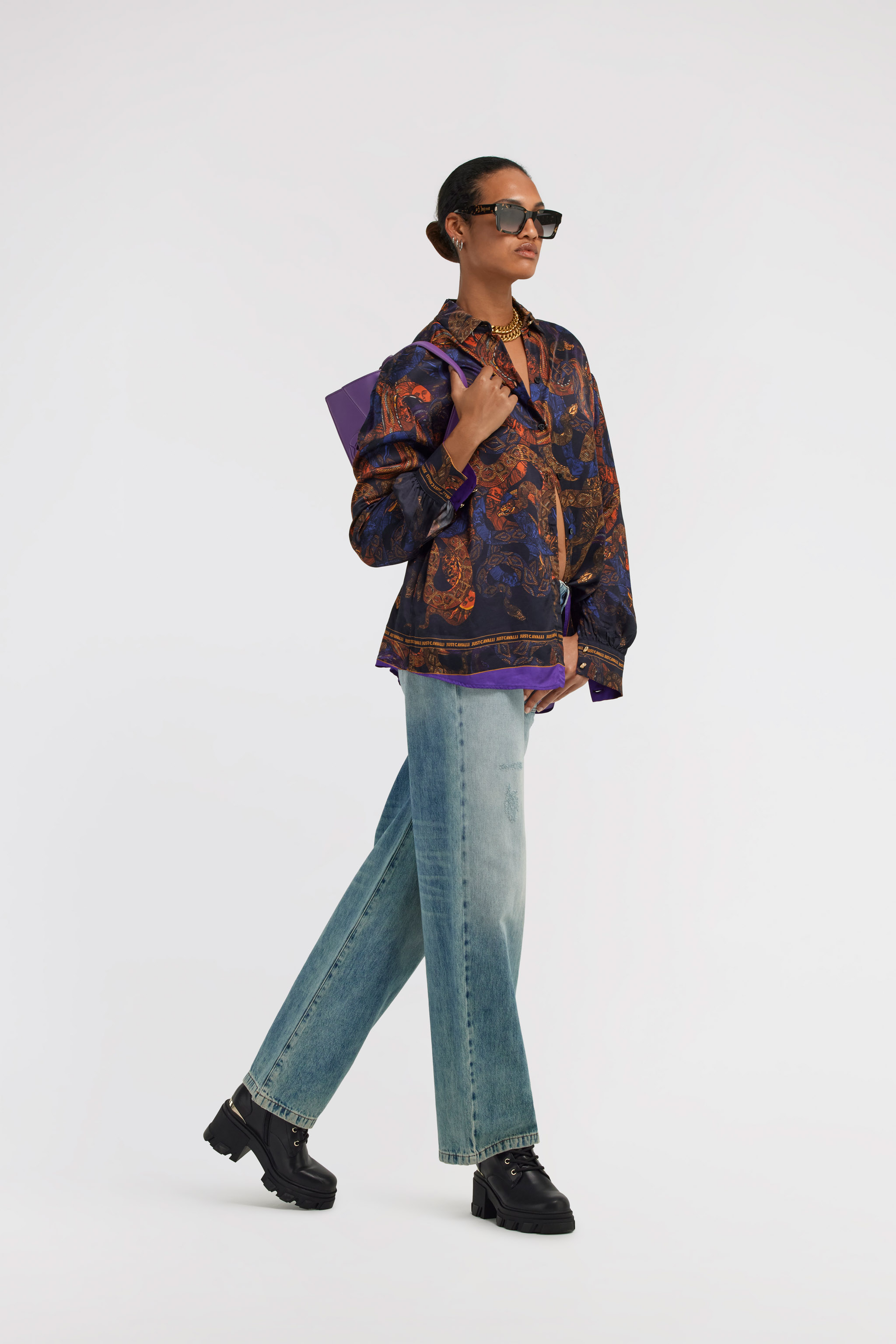 Shop Roberto Cavalli Just Cavalli Denim In Dark Blue