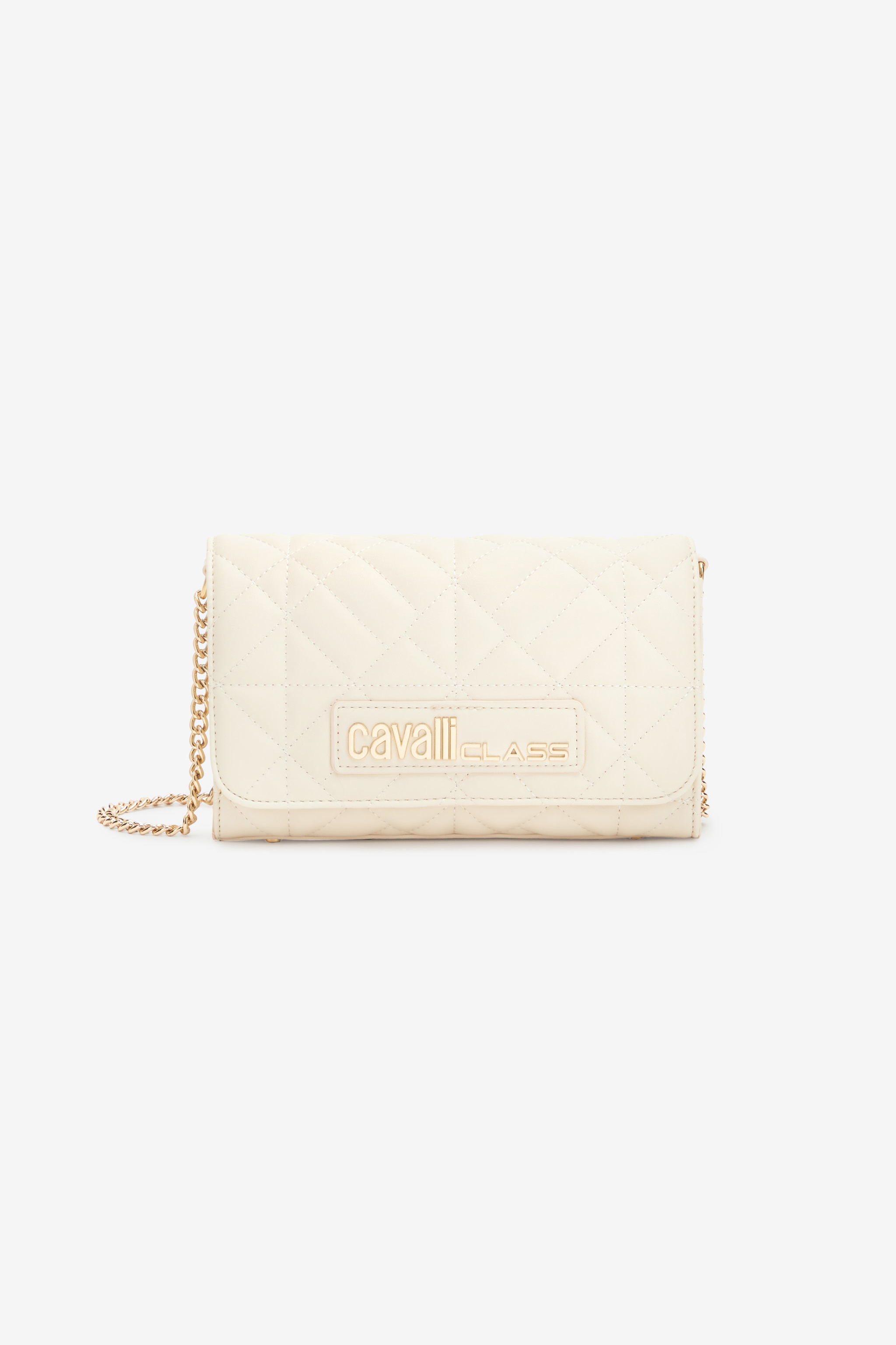 Roberto Cavalli , Cross Body Bags, Female, Beige, One Size, Stylish Chain Shoulder Bag With Flap - Image 2