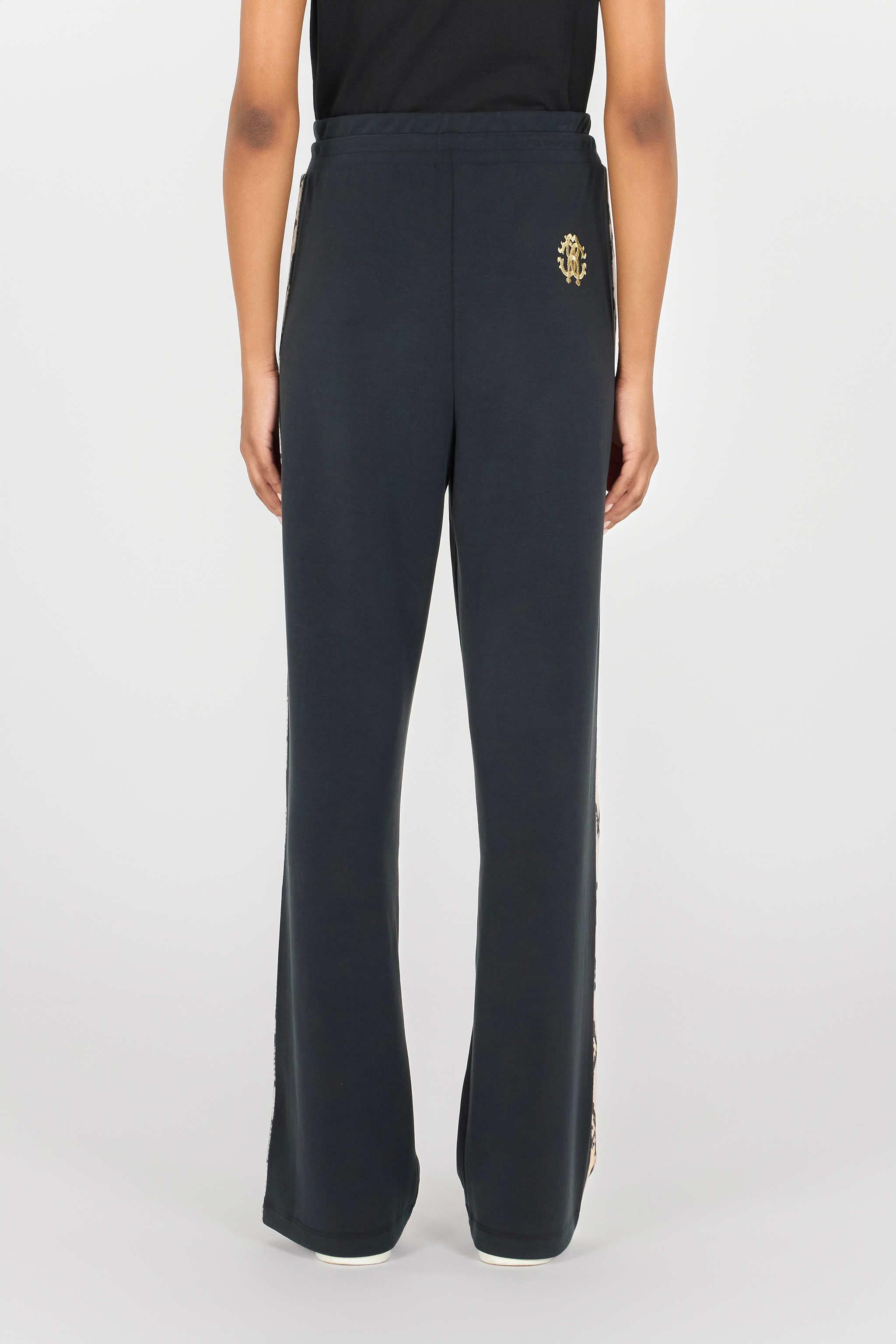 Roberto Cavalli Trousers With Snake Bands In Black