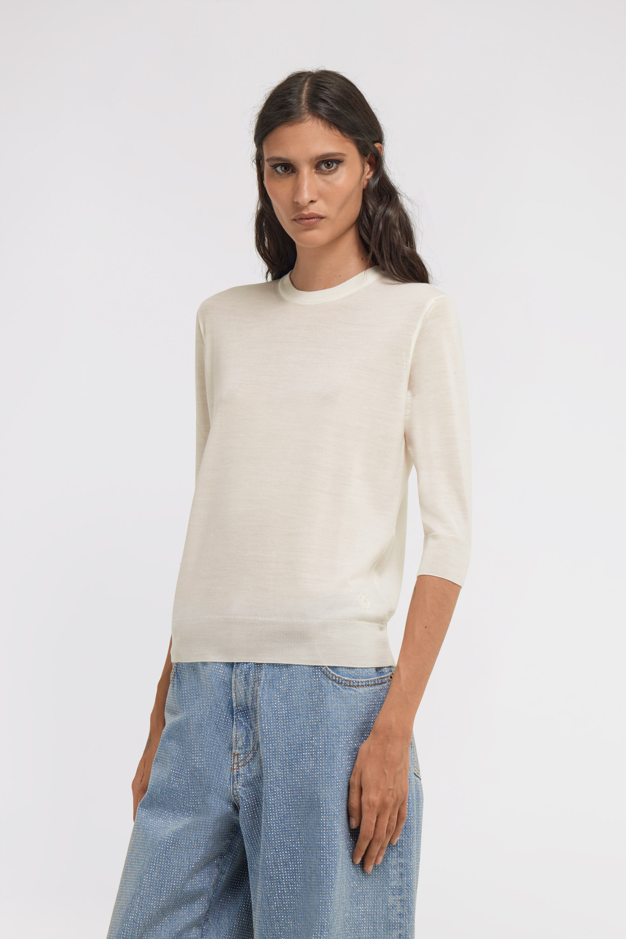 Roberto Cavalli Short-sleeved Sweater In White