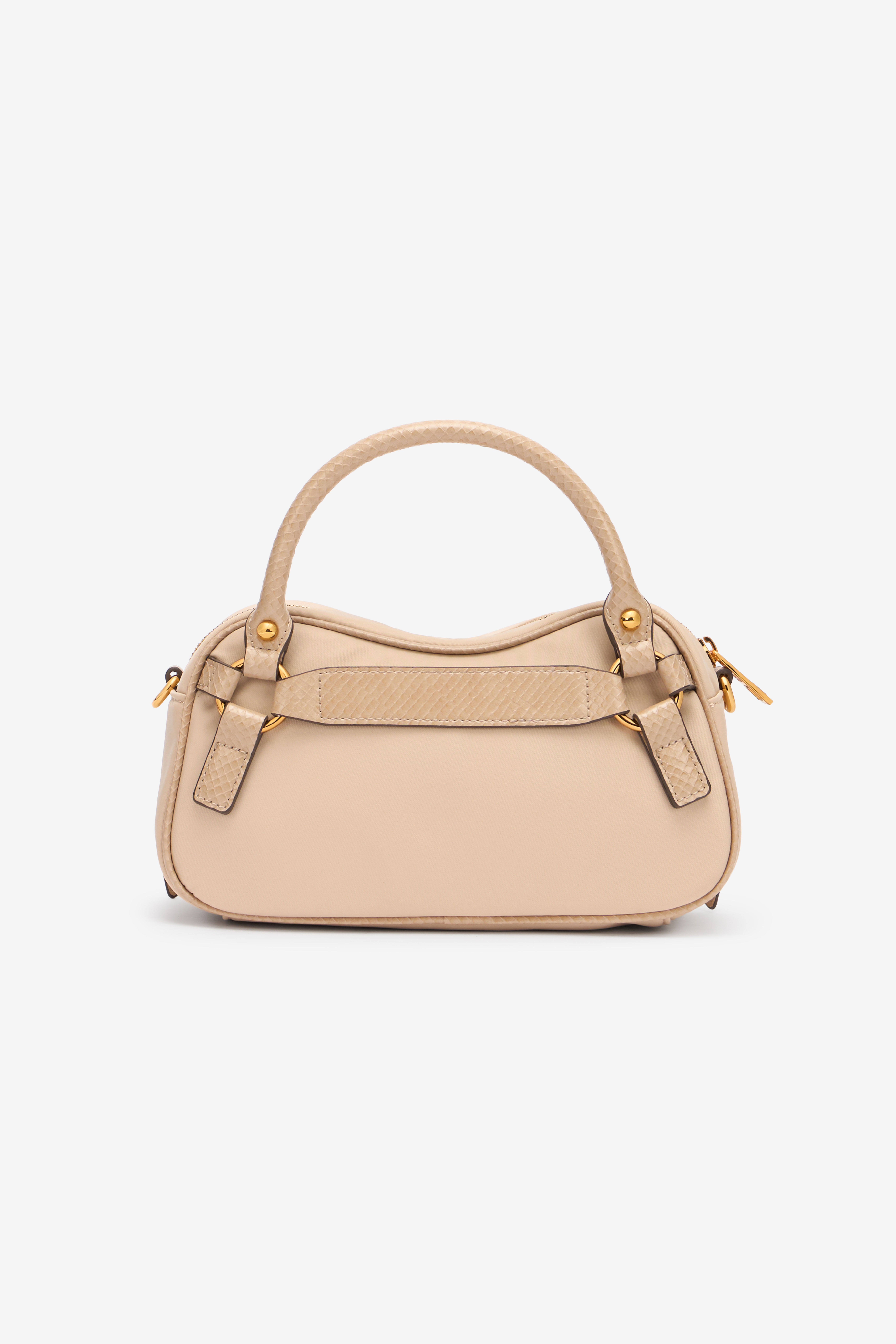 Beige Mini Bowling Bag With Logo