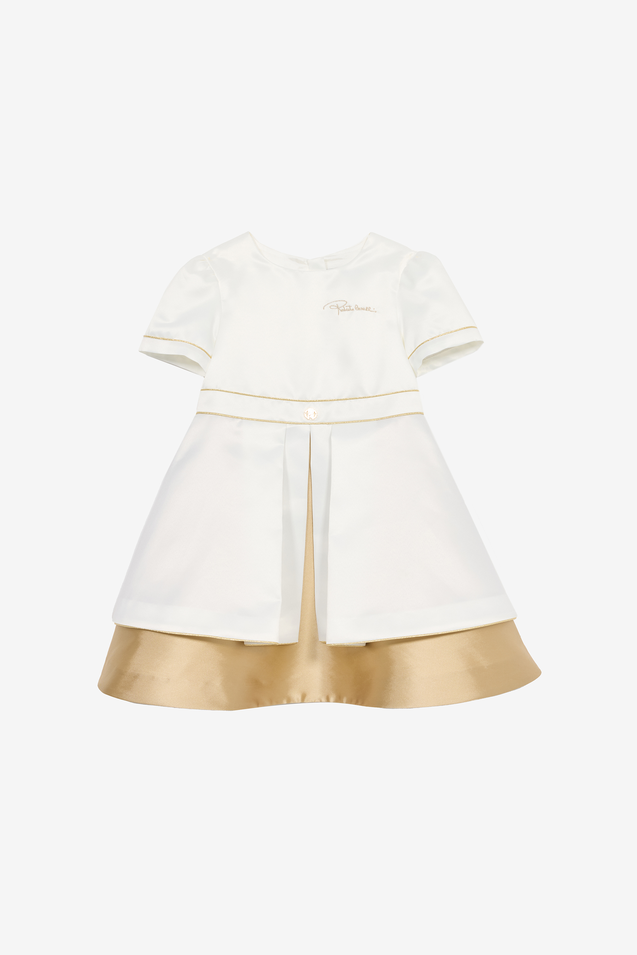 Roberto Cavalli Girls White Dress With Logo And Rc Monogram - S (4-16Y)