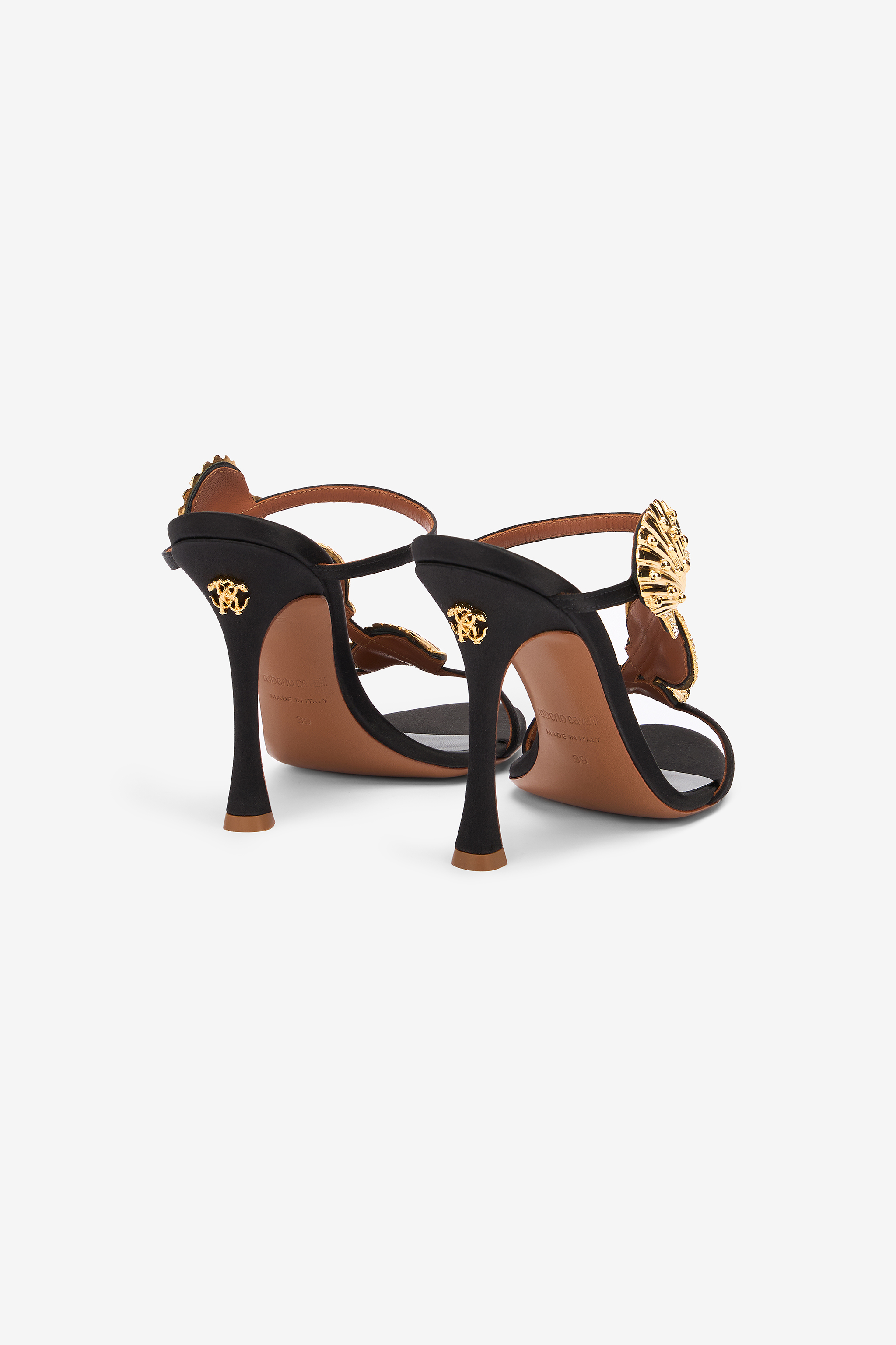 ROBERTO CAVALLI SANDALEN MIT GOLDENEN MUSCHELN