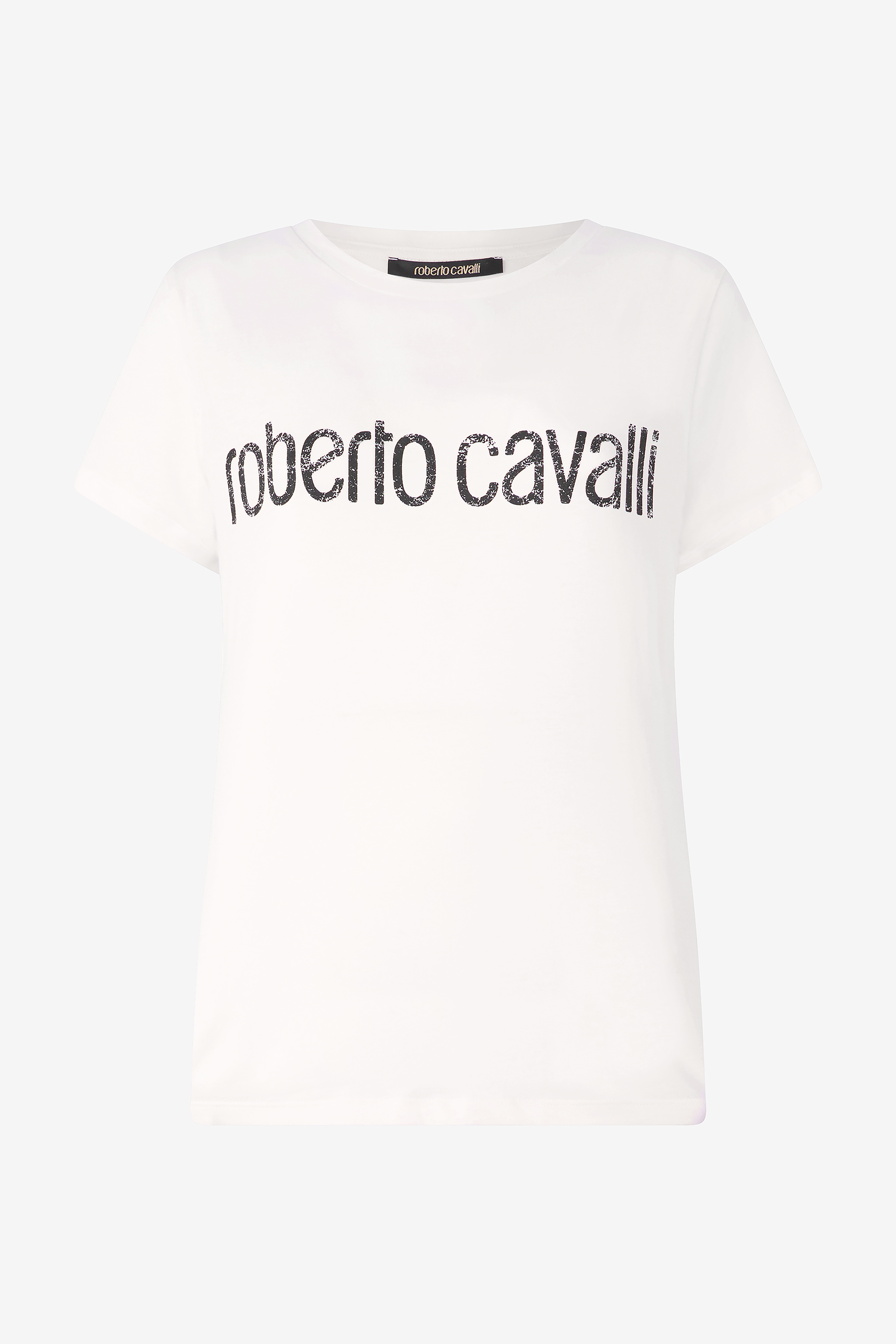 ROBERTO CAVALLI T-SHIRT MIT LOGO IM USED-LOOK