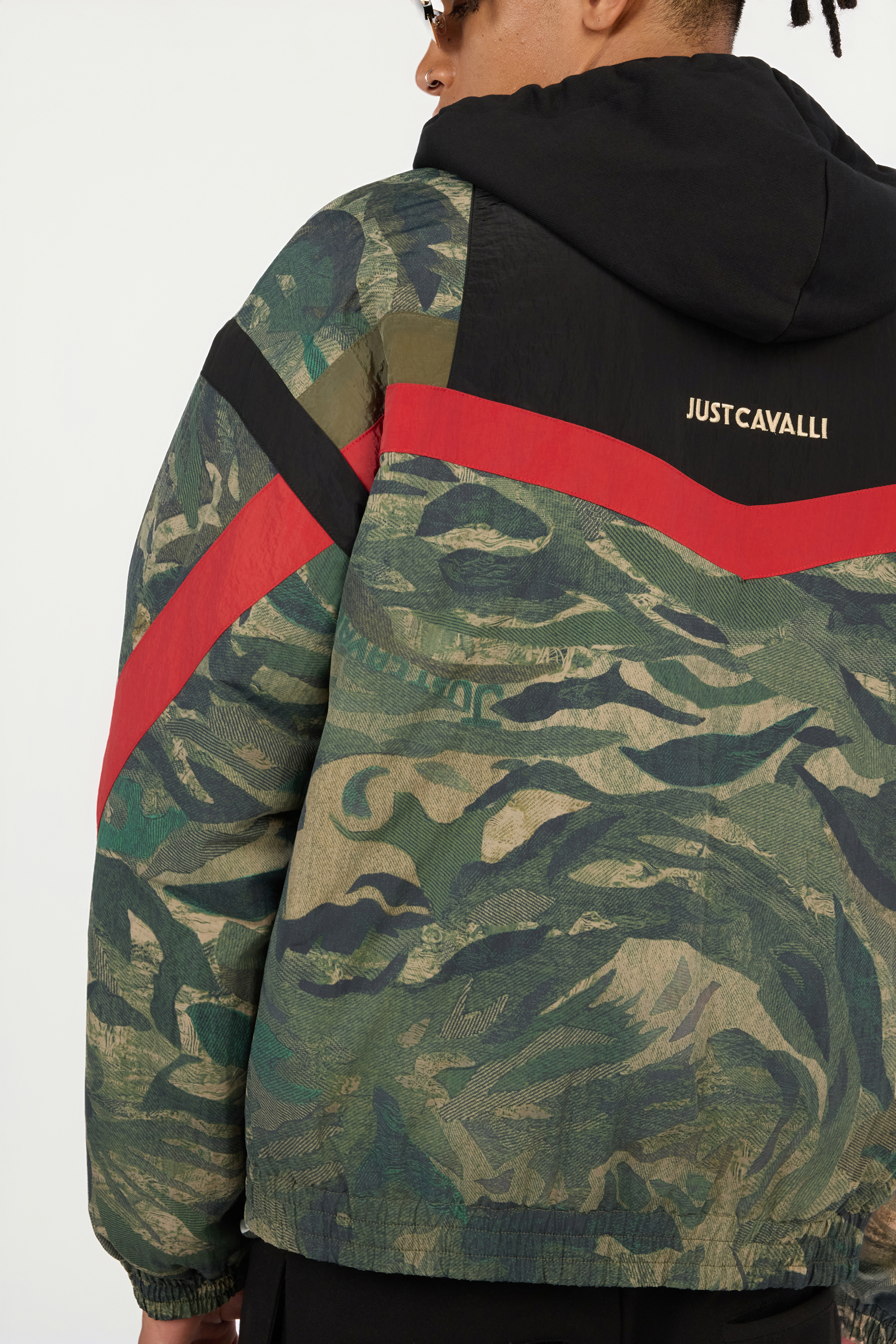 Roberto Cavalli Tiger Camu Print Jacket In Green