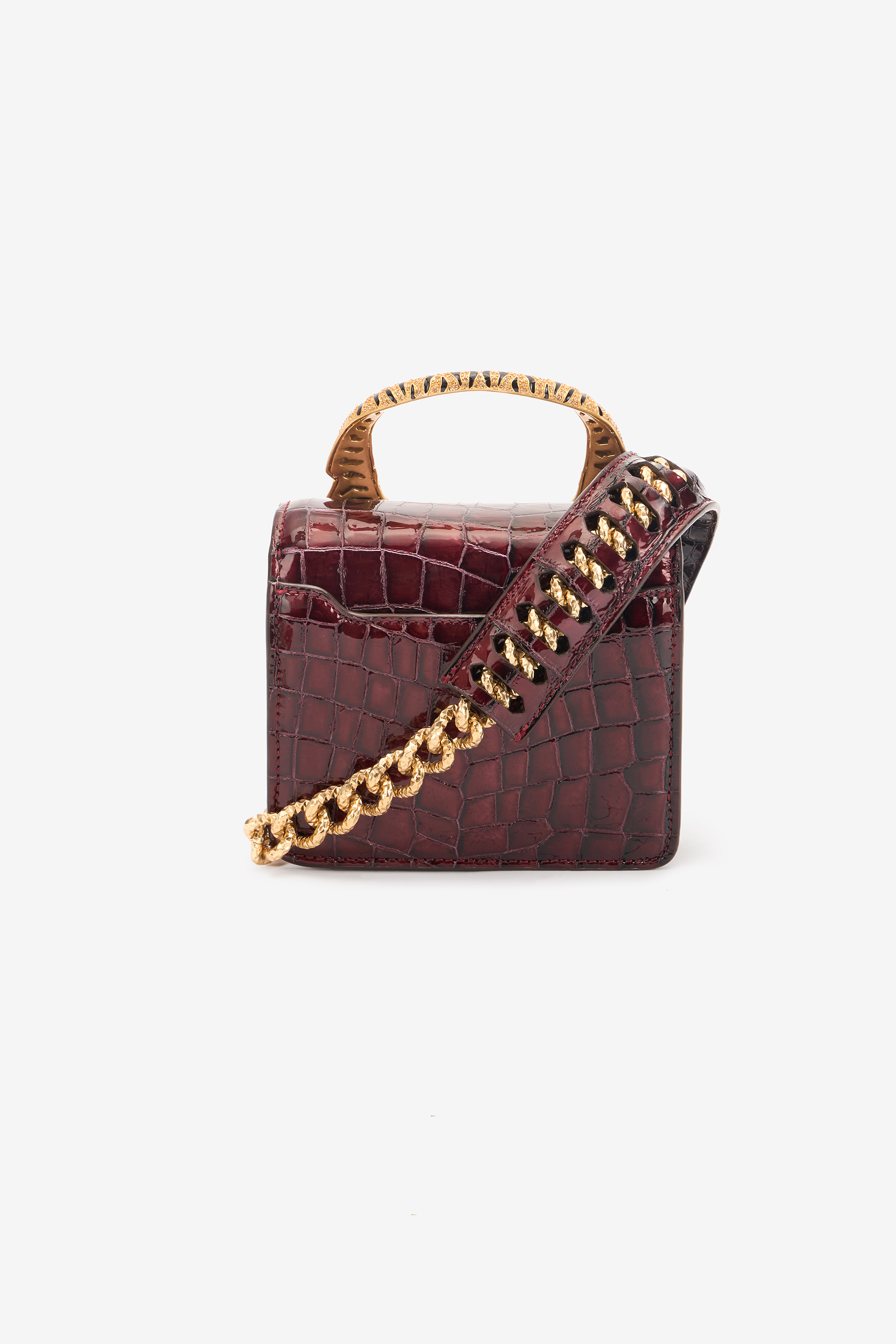 Roberto Cavalli Crocodile-print Roar Bag In Dark Red