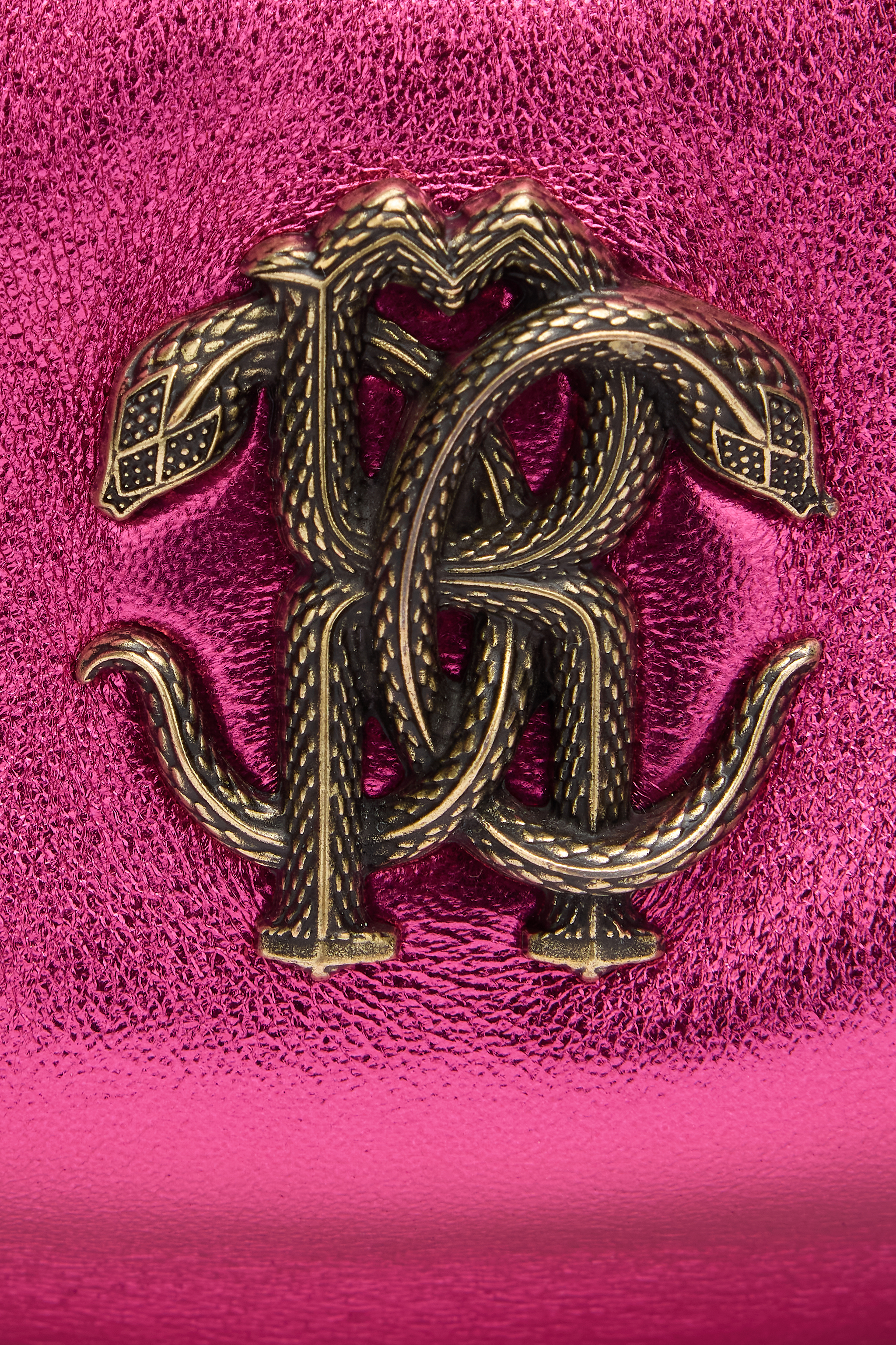 Shop Roberto Cavalli Hobo Bag With Mirror Snake Monogram In Fuxia