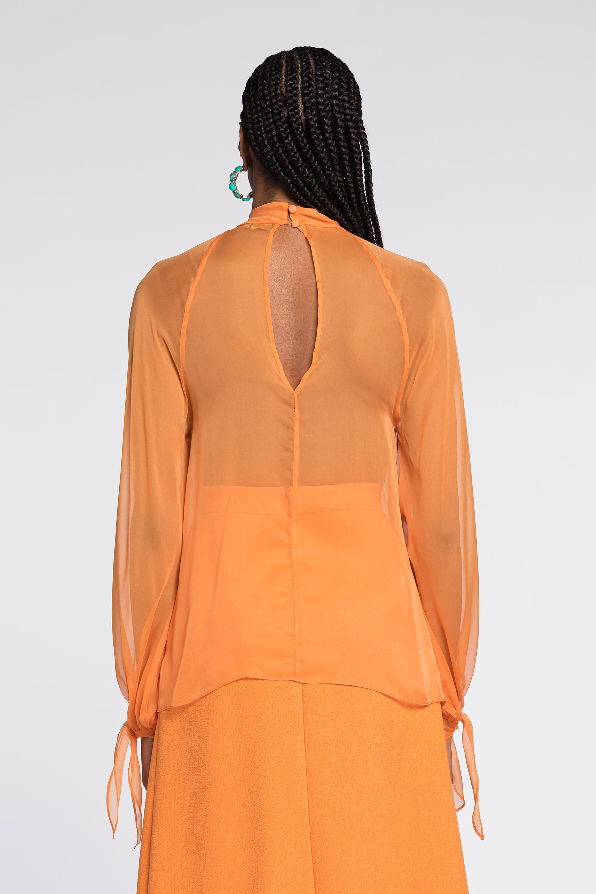 Shop Roberto Cavalli Semi-transparente Seidenbluse In Orange