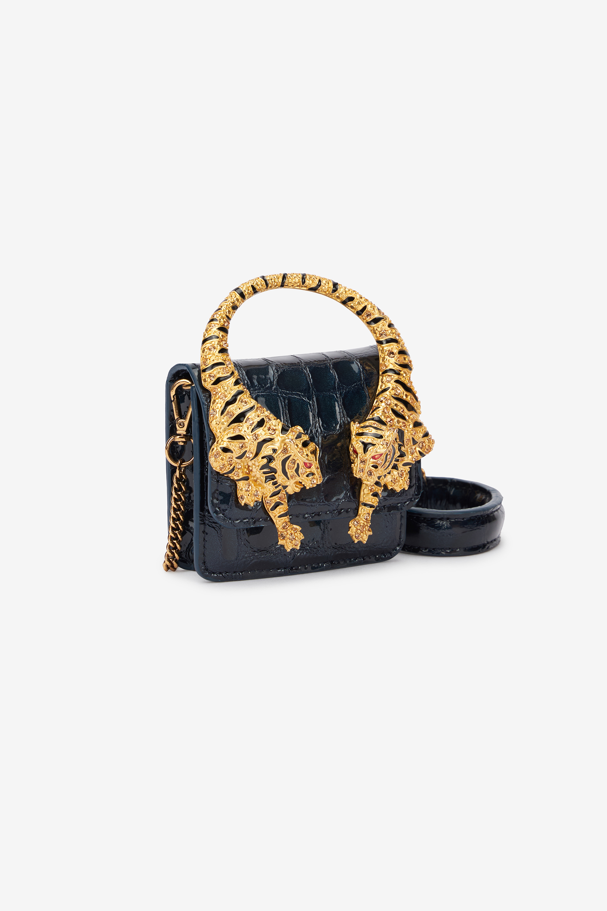 Shop Roberto Cavalli Roar Handyhülle Mit Kroko-effekt In Dark Blue