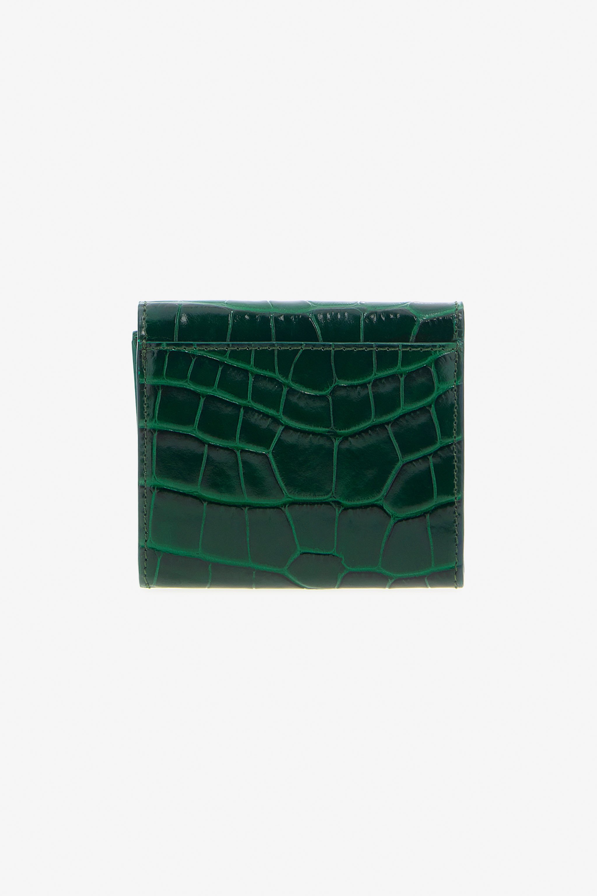 Roberto Cavalli Crocodile Print Card Case In Dark Green