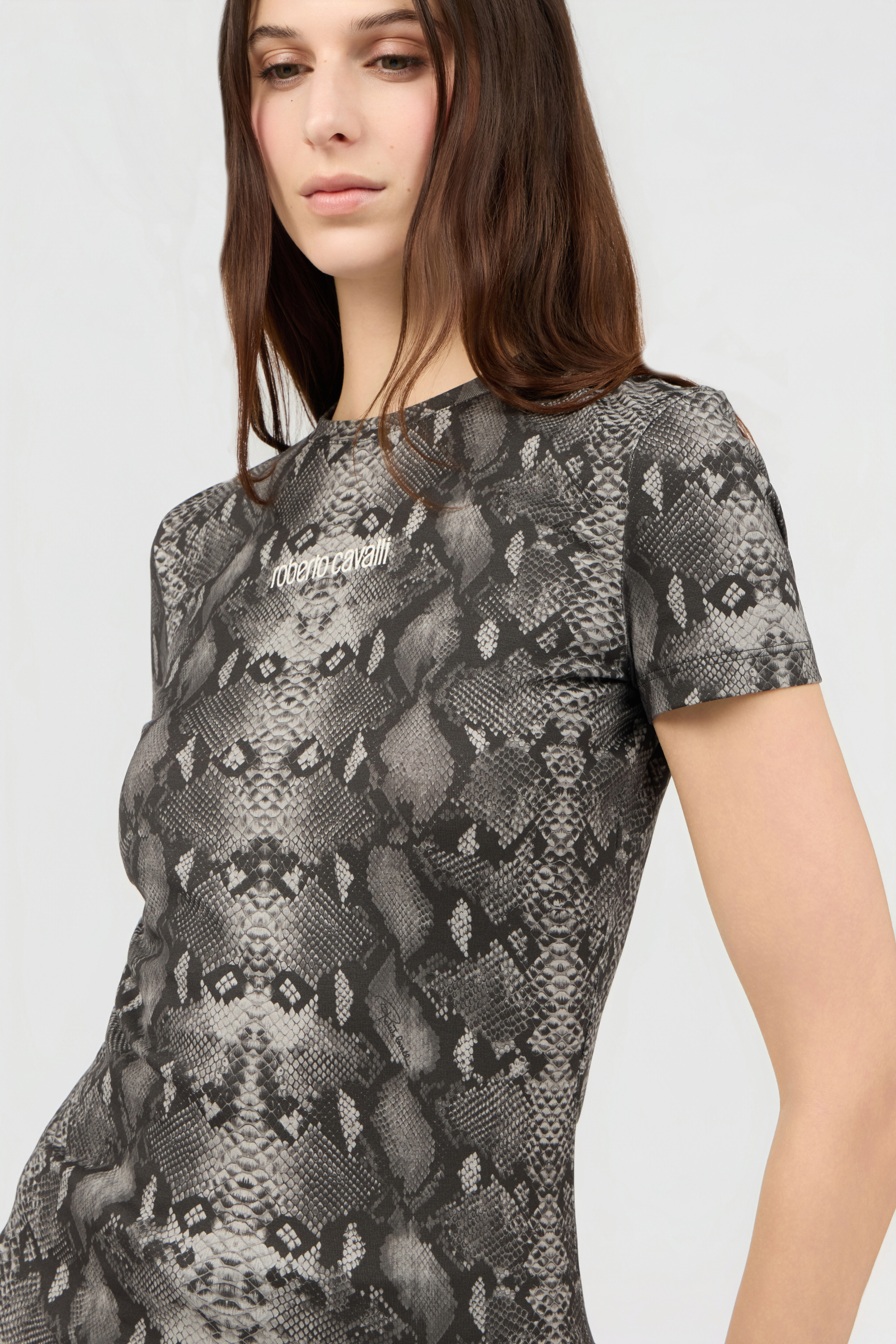 Roberto Cavalli Python Print T-shirt In Multi