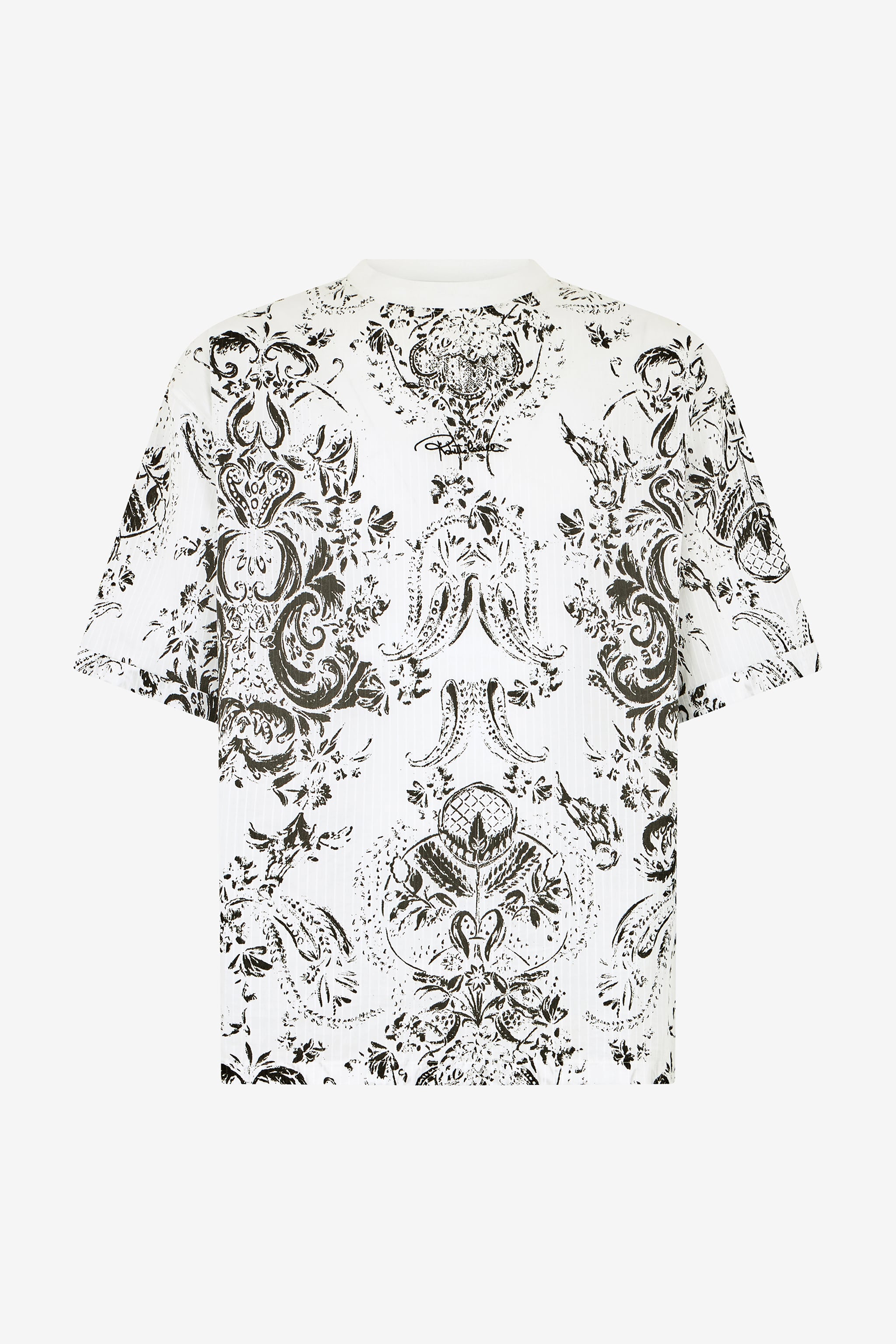 Roberto Cavalli White T-shirt with Ornamental Design