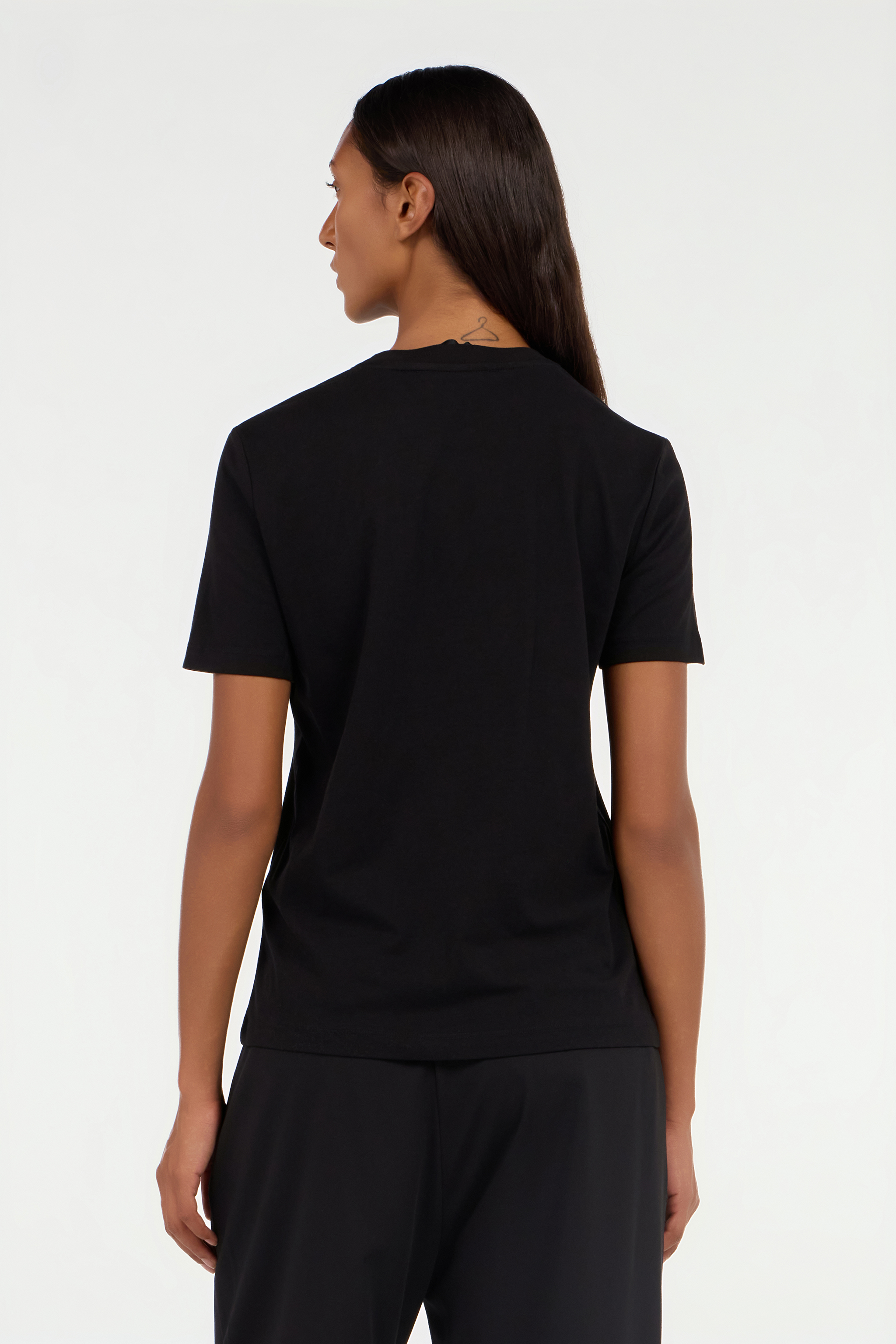 Roberto Cavalli Black T-shirt With Embroidered Logo In Black