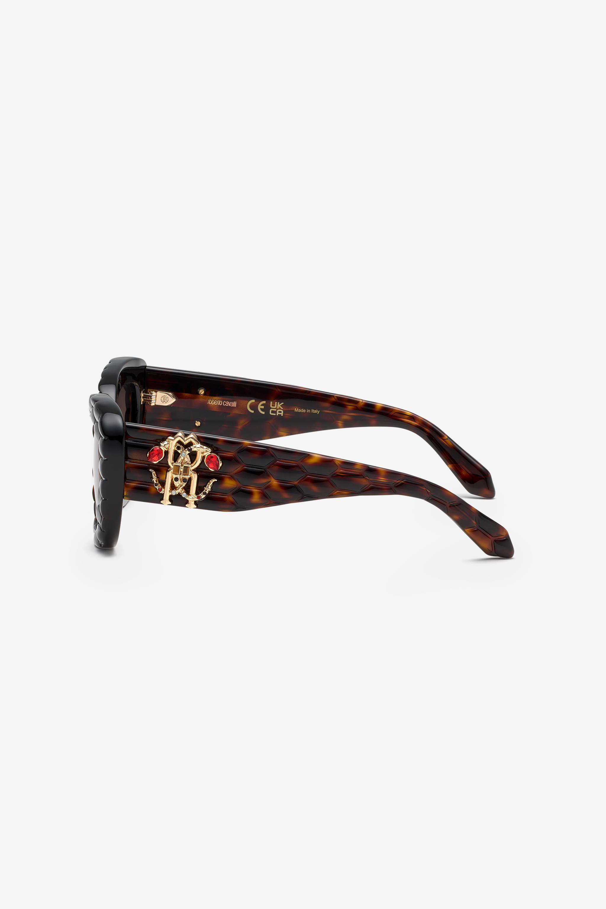 Shop Roberto Cavalli Sonnenbrille Mit Breiter, Auffälliger Cat-eye-vorderseite In Shiny Brown/yellow H