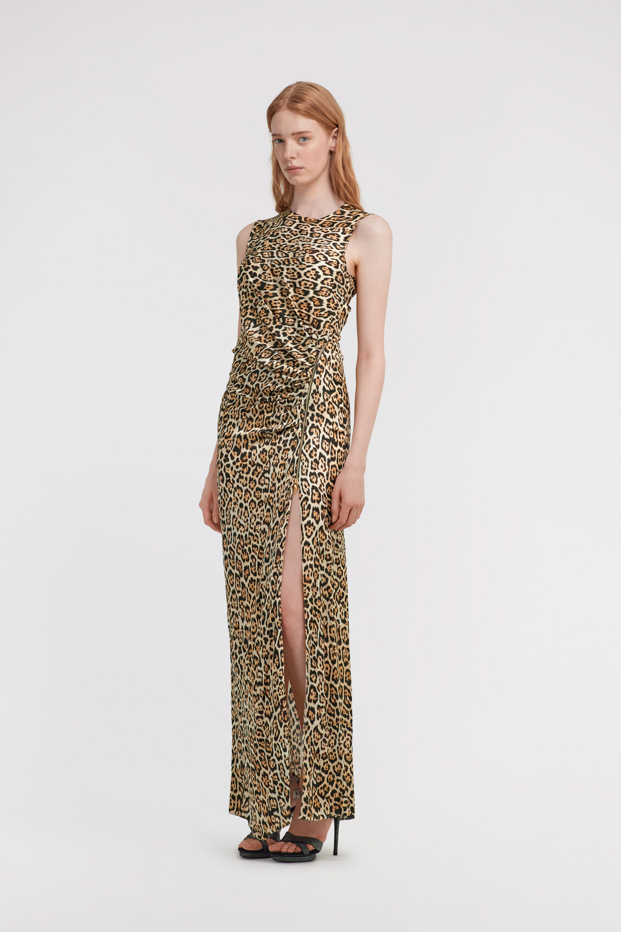 Roberto Cavalli Leopard-print Maxi Dress In Natural
